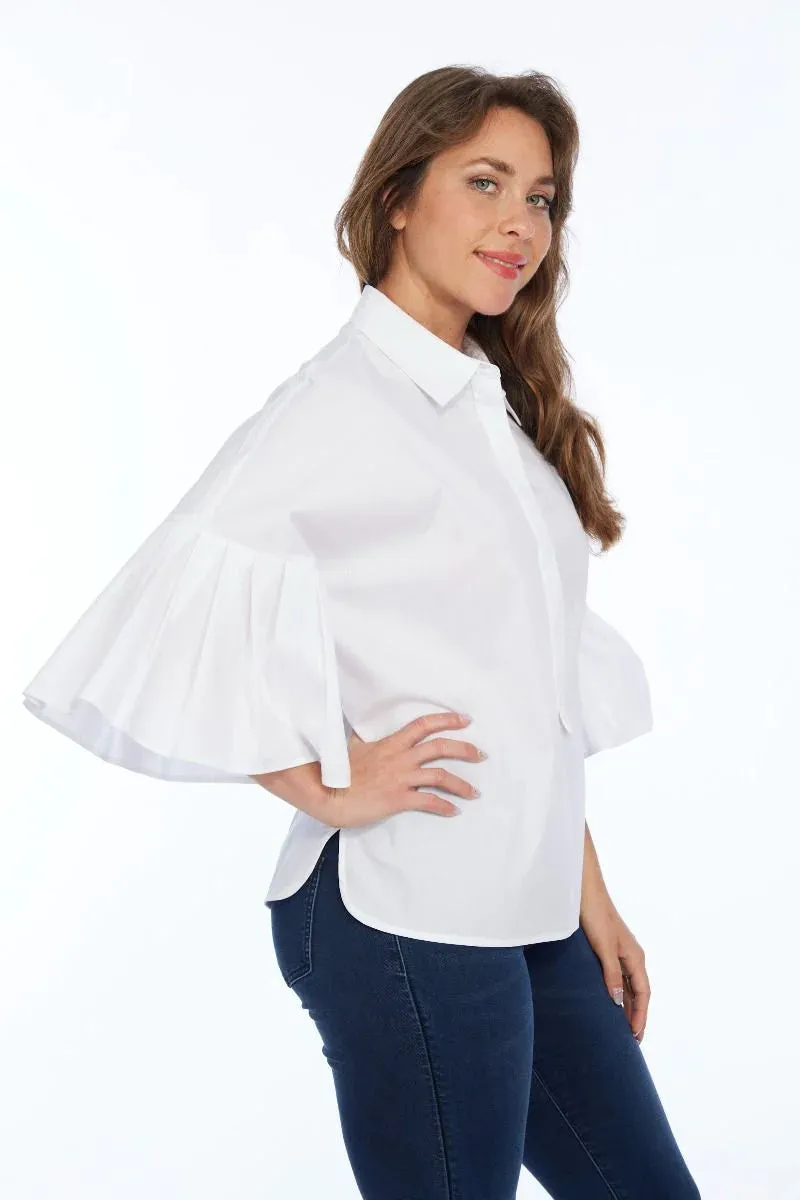 Hira Flare Sleeve Top - White