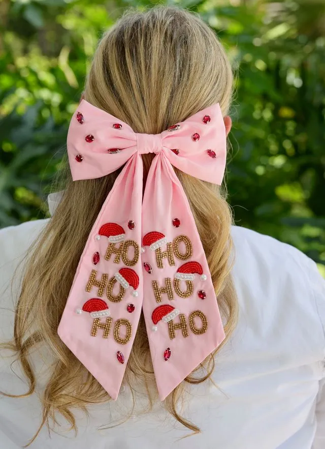 Ho Ho Ho Hair Bow PINK