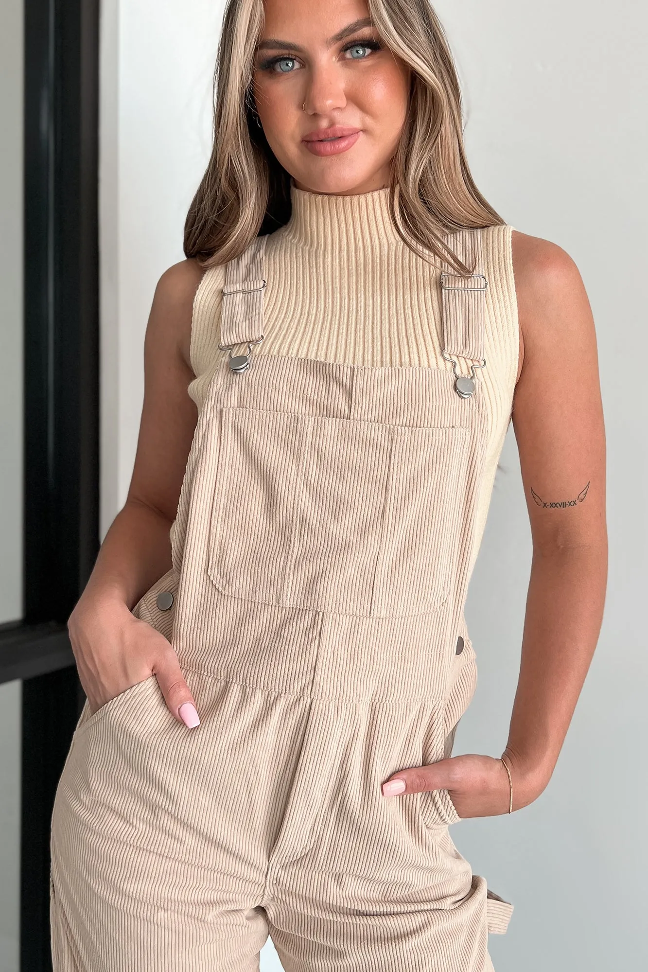 I'm Finished With You Corduroy Overalls (Beige)