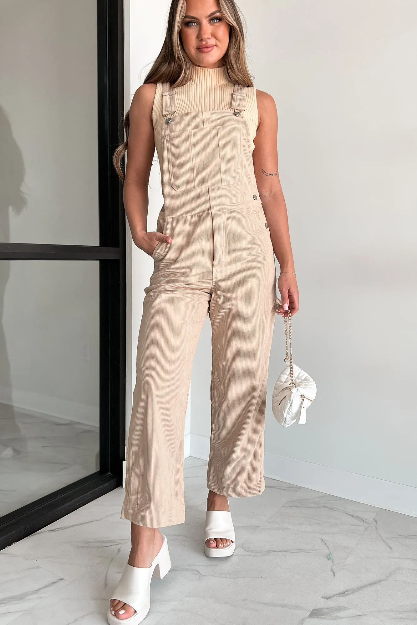 I'm Finished With You Corduroy Overalls (Beige)