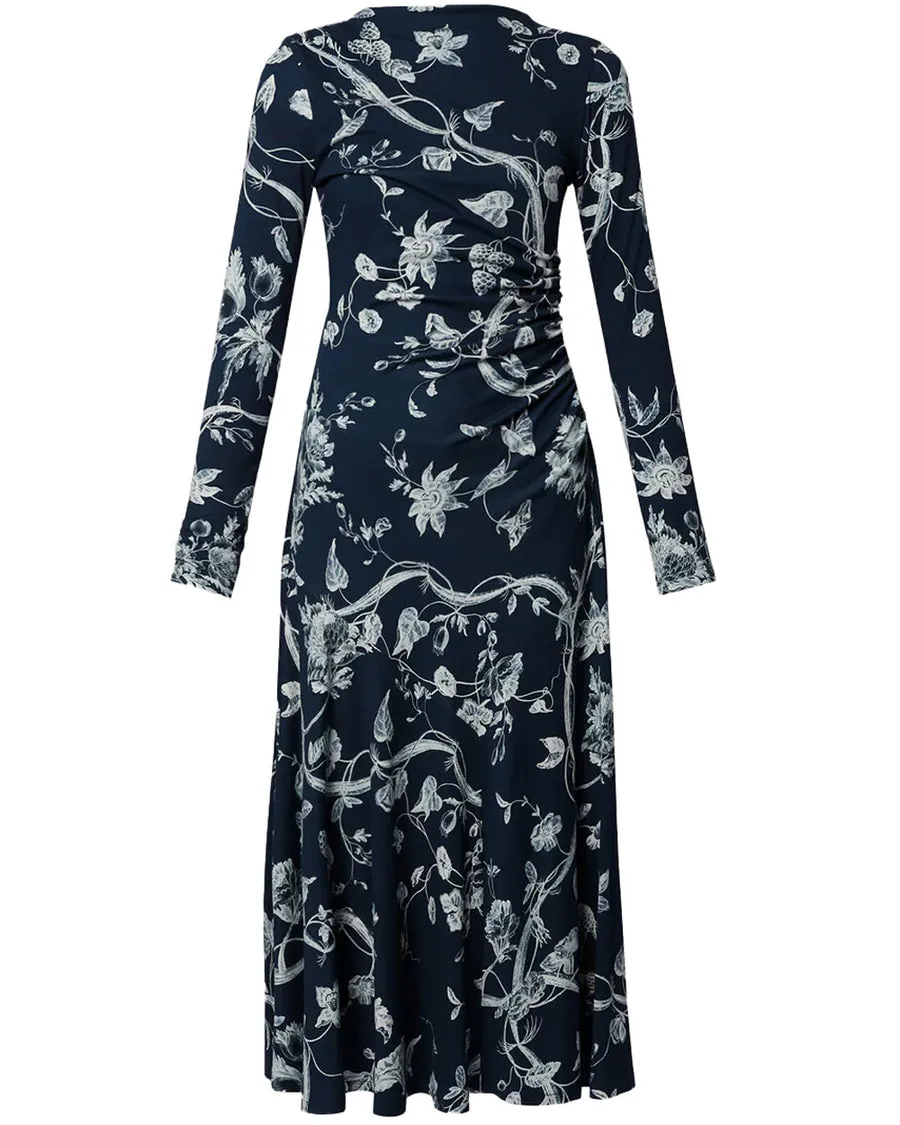 Indigo Vine Ophelia Long Sleeve Drawstring Dress