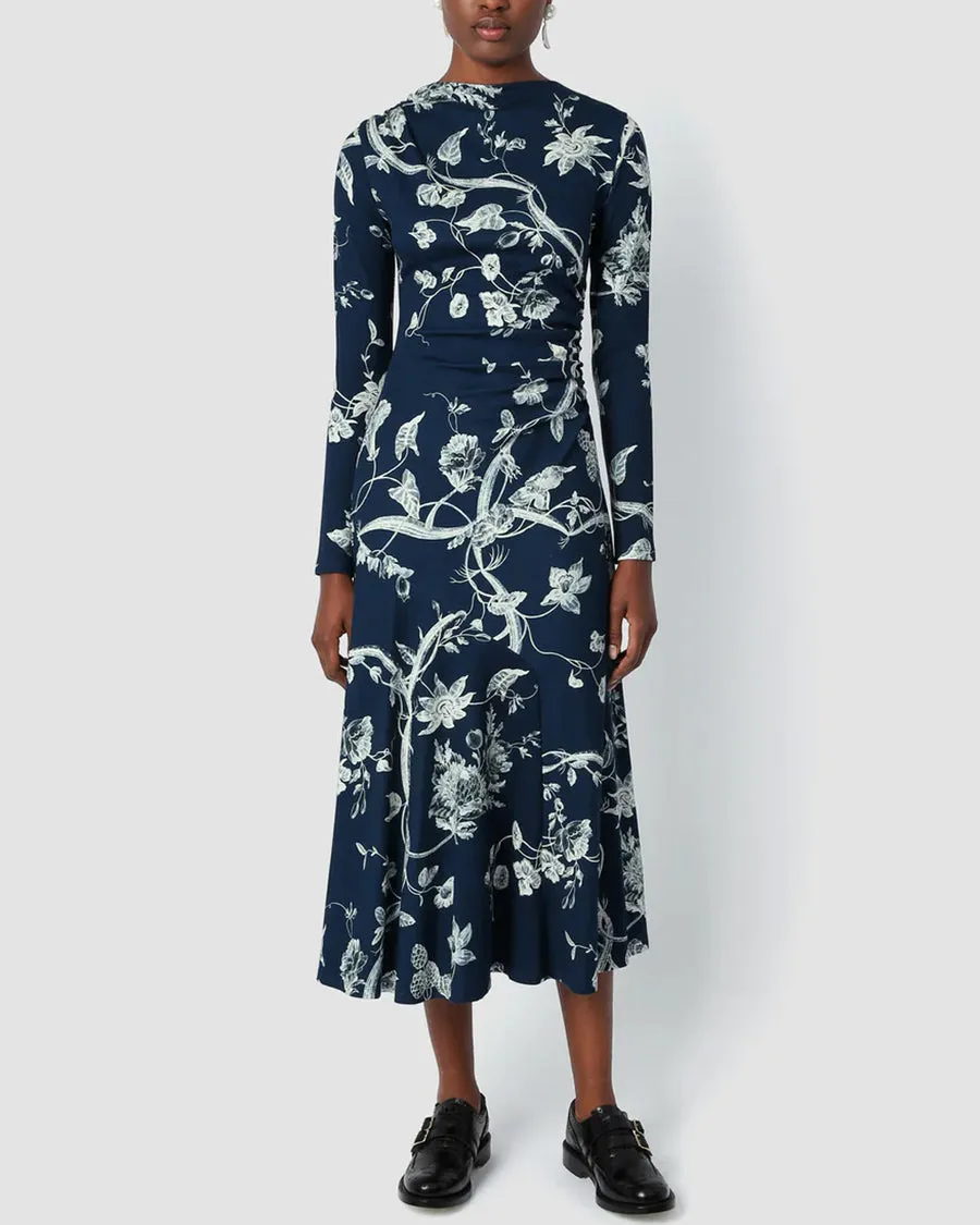 Indigo Vine Ophelia Long Sleeve Drawstring Dress