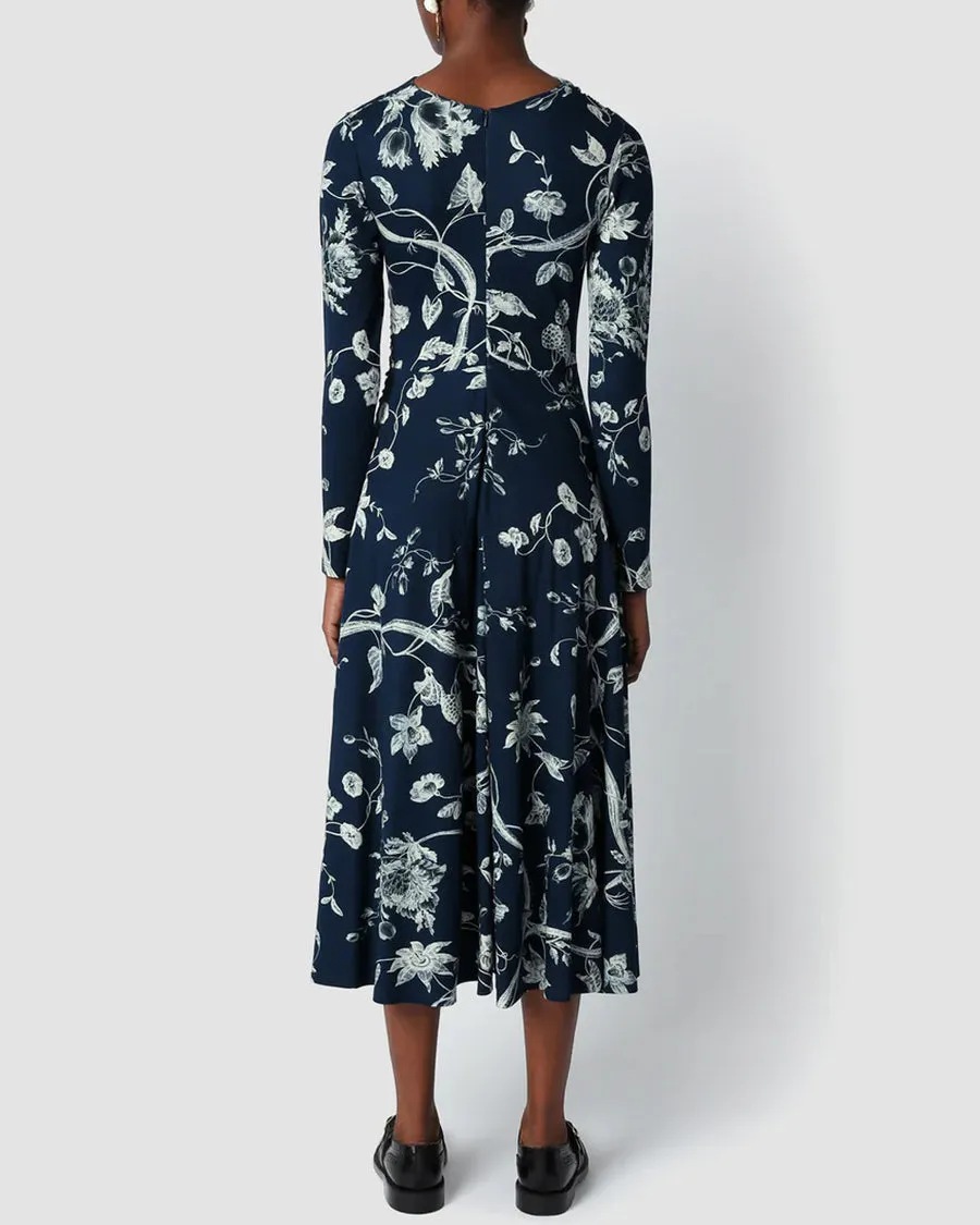 Indigo Vine Ophelia Long Sleeve Drawstring Dress