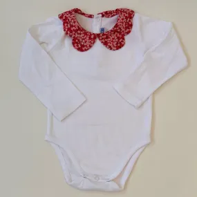 Jacadi White Bodysuit With Liberty Print Collar: 24 Months