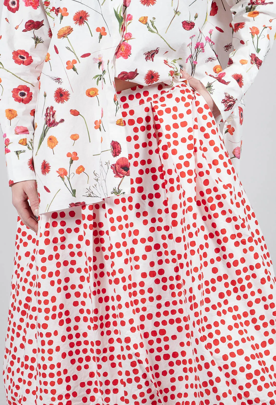 Jamila Skirt in Red Dot Print