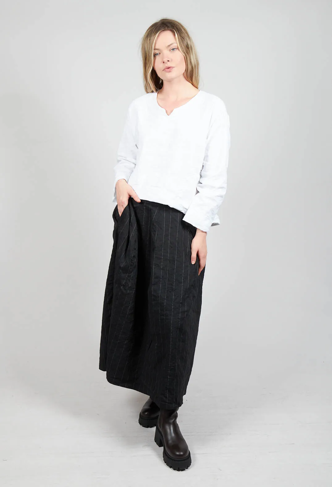 Jleana Skirt in Black Stripe