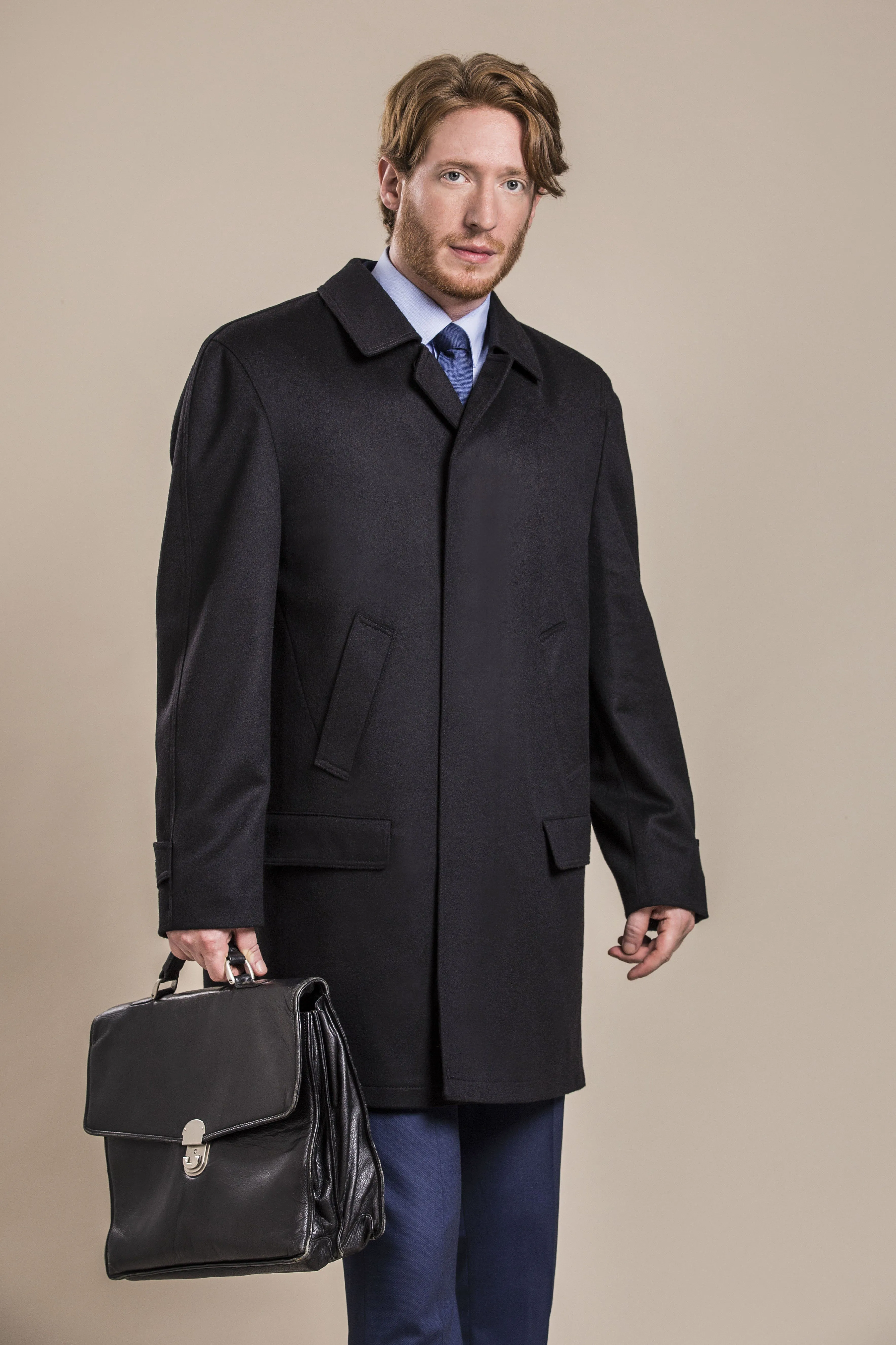 Joseph - Men's Black Himalaya Loden Wool Car Coat