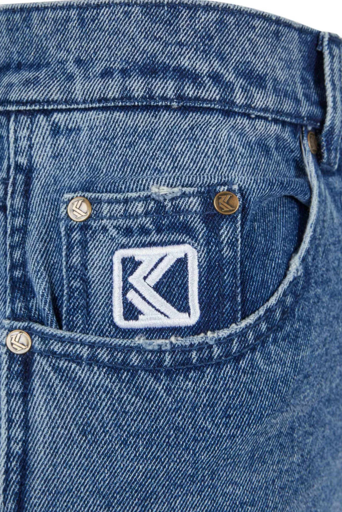 Karl Kani Small Signature Baggy Five Pocket Heavy Distressed Denim