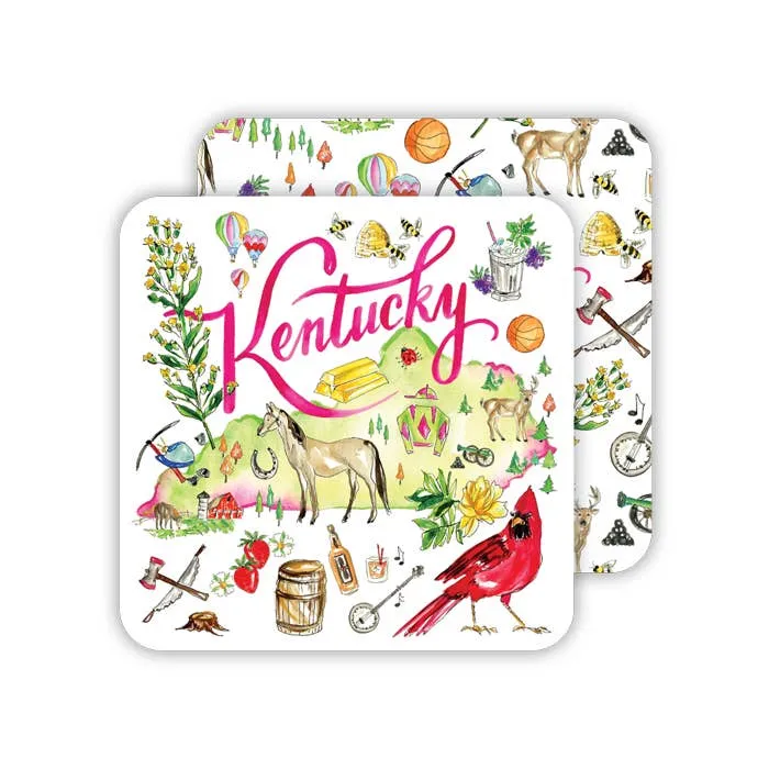 Kentucky Handpainted Icons Paper Coaster