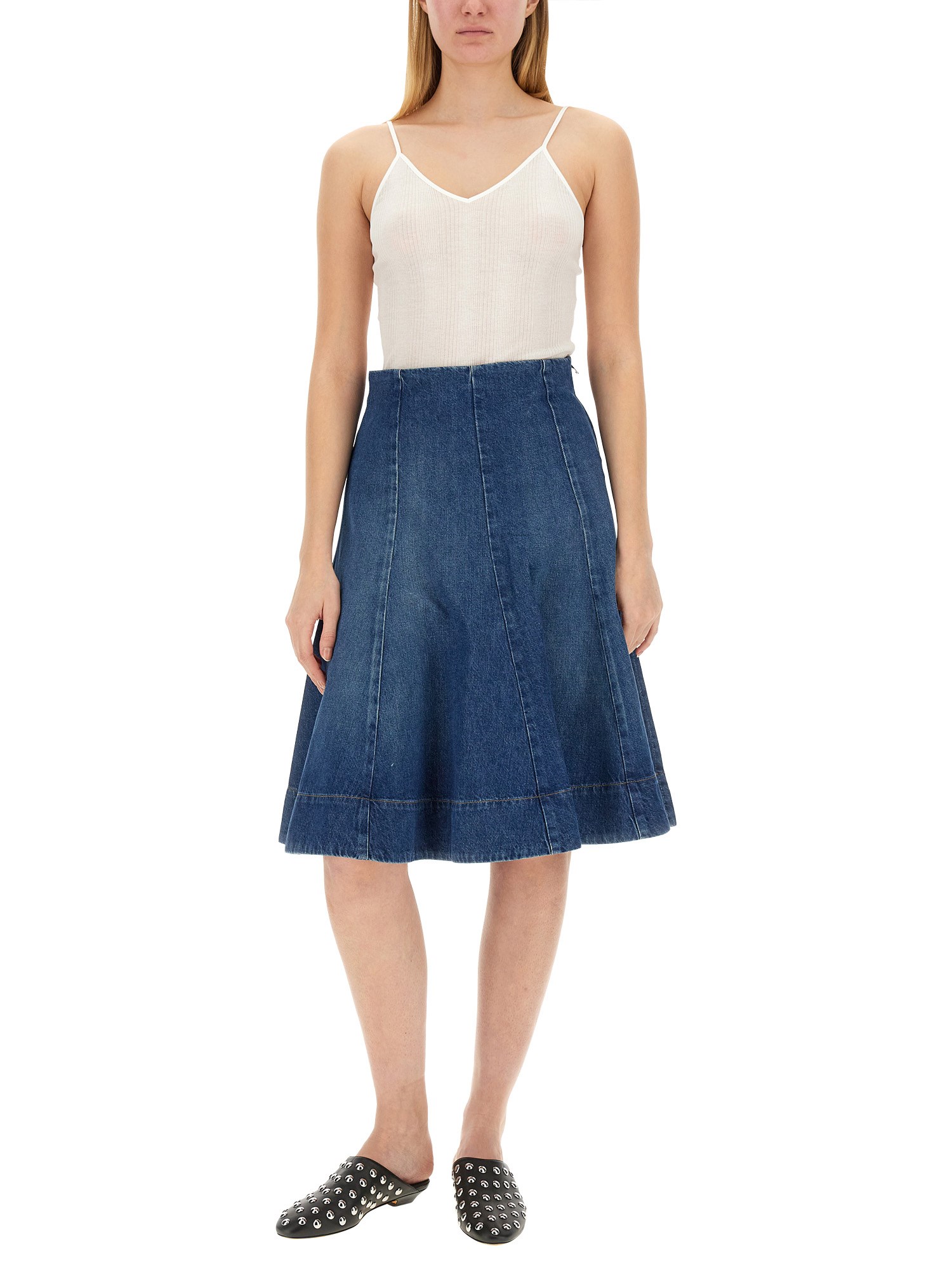 KHAITE    COTTON DENIM LENNOX SKIRT