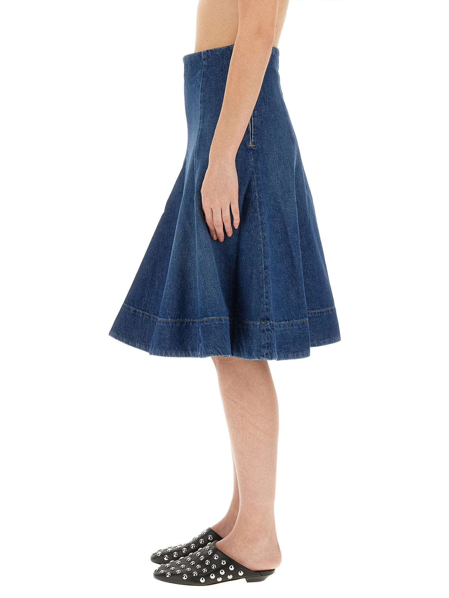 KHAITE    COTTON DENIM LENNOX SKIRT