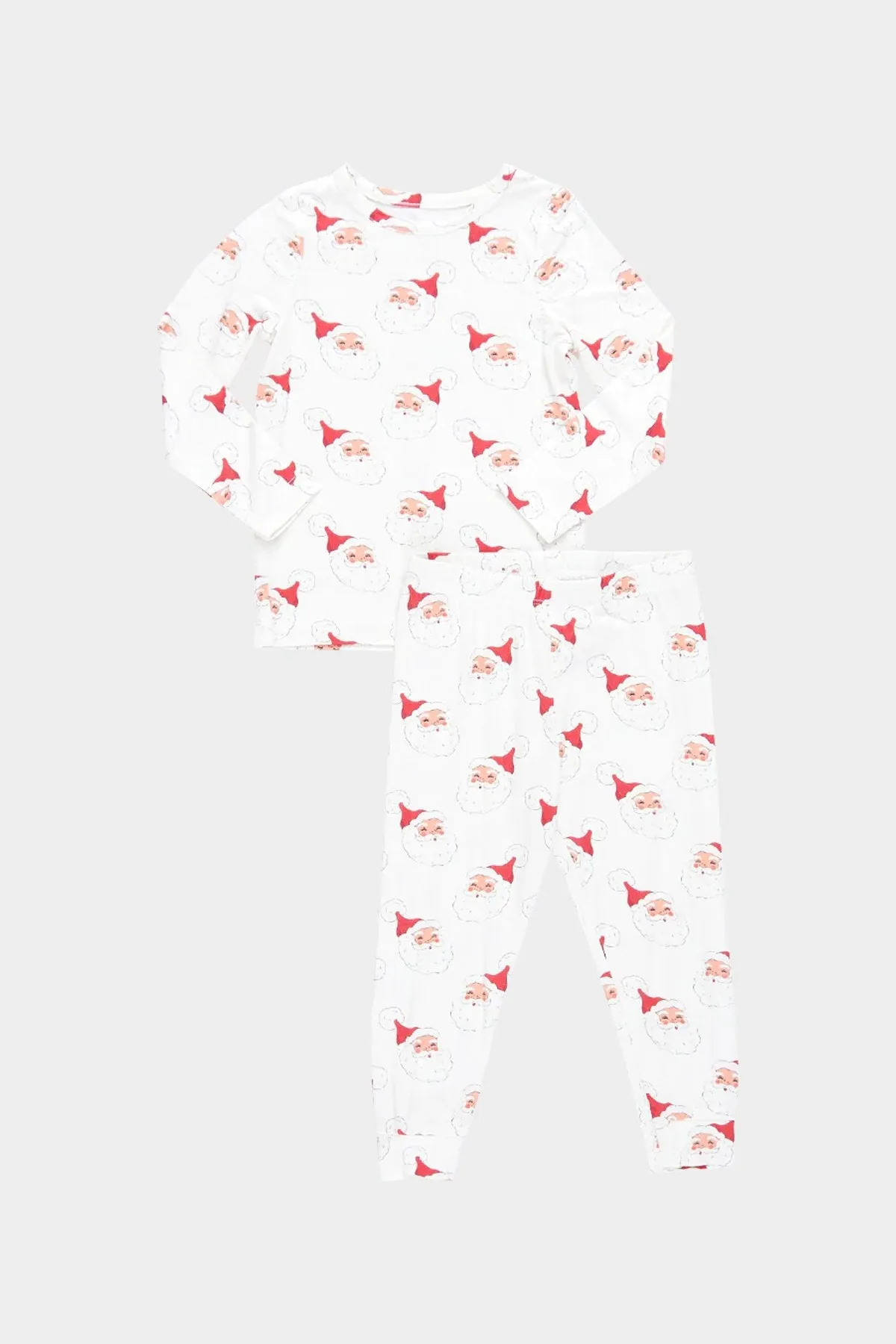 Kids Bamboo PJ Set in Small Santas