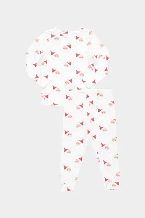 Kids Bamboo PJ Set in Small Santas