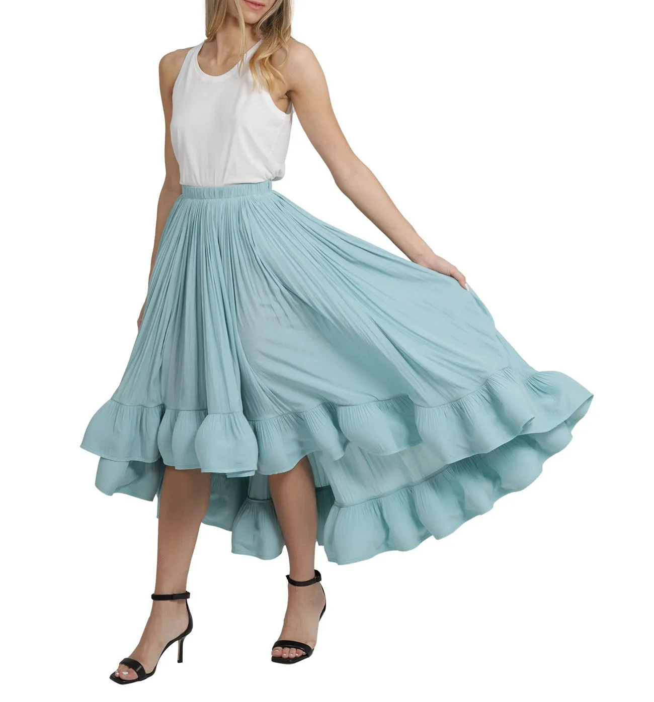 Lanvin Ruffled High Waist Midi Skirt