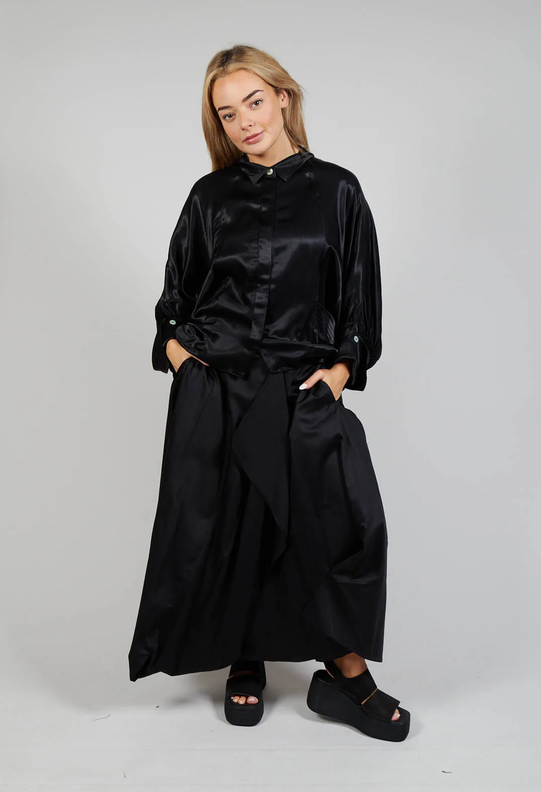 Layered Fabric Skirt in Black