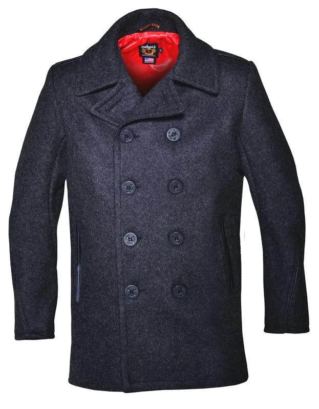 Leather Trim Peacoat 740C