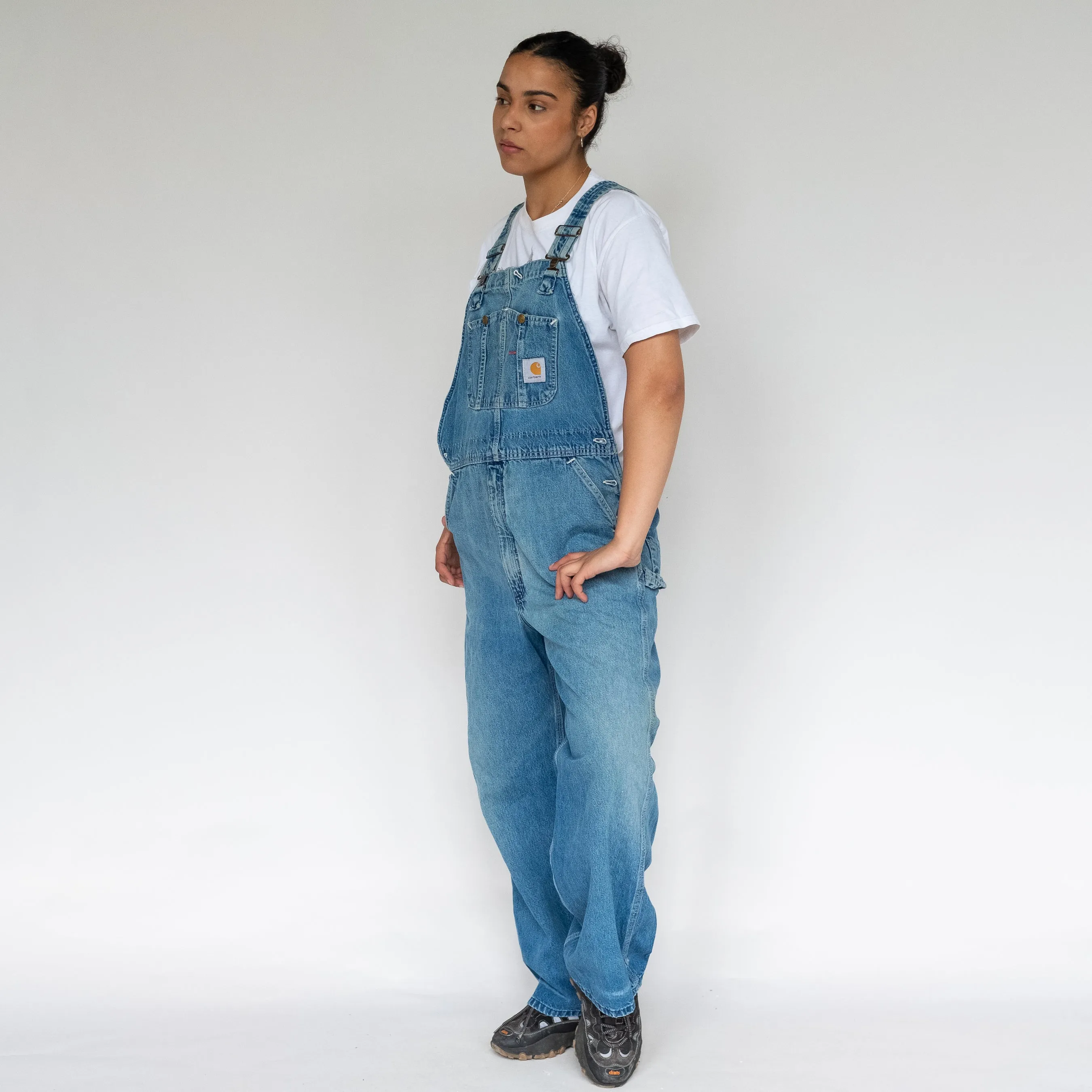 Light Blue 90s Carhartt Canvas Baggy Dungarees (L)