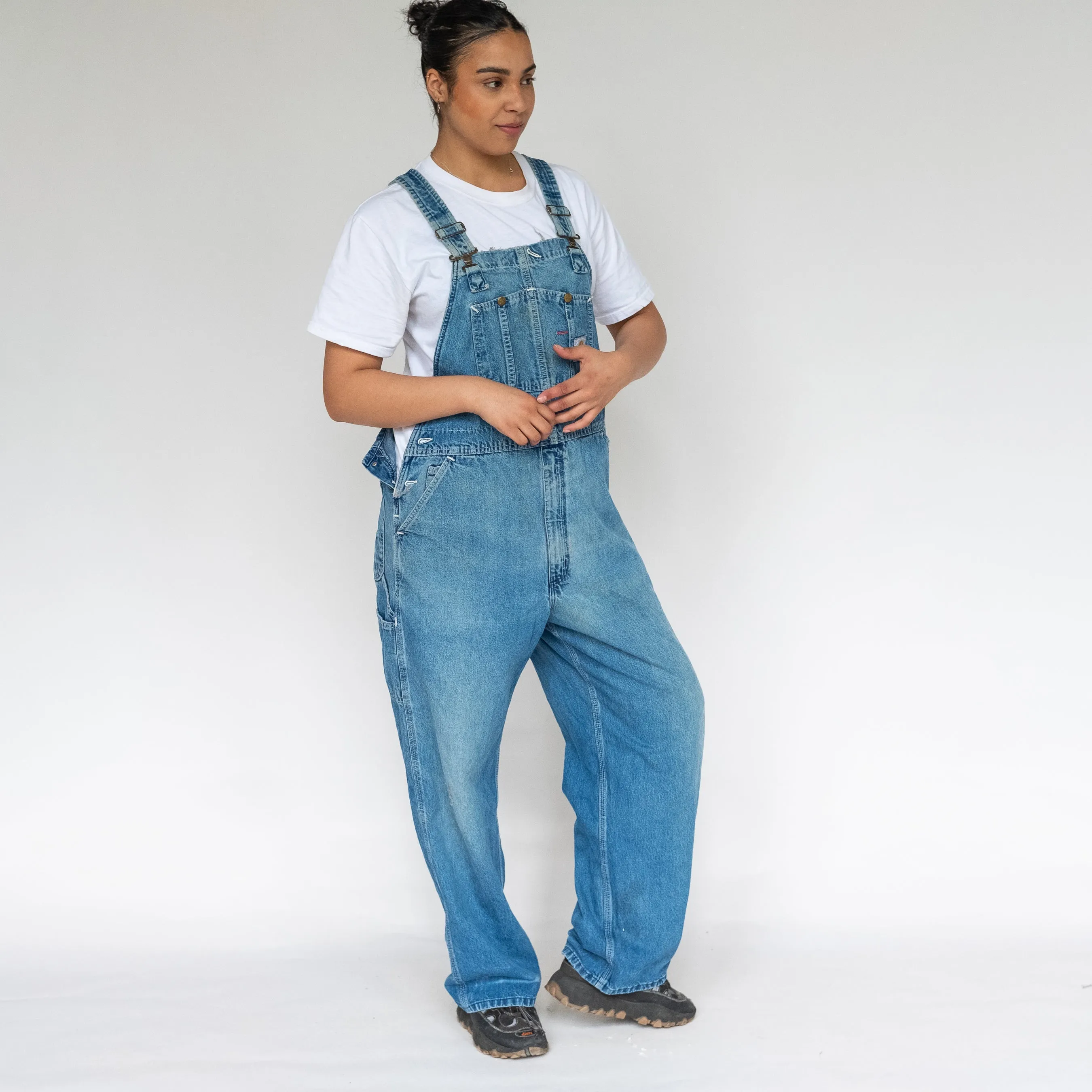 Light Blue 90s Carhartt Canvas Baggy Dungarees (L)