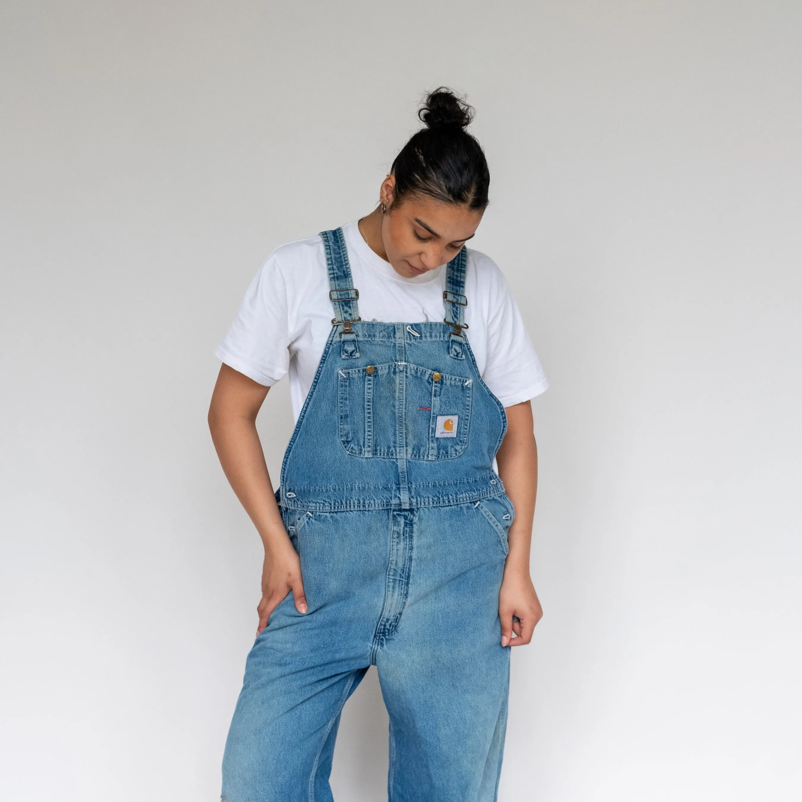 Light Blue 90s Carhartt Canvas Baggy Dungarees (L)