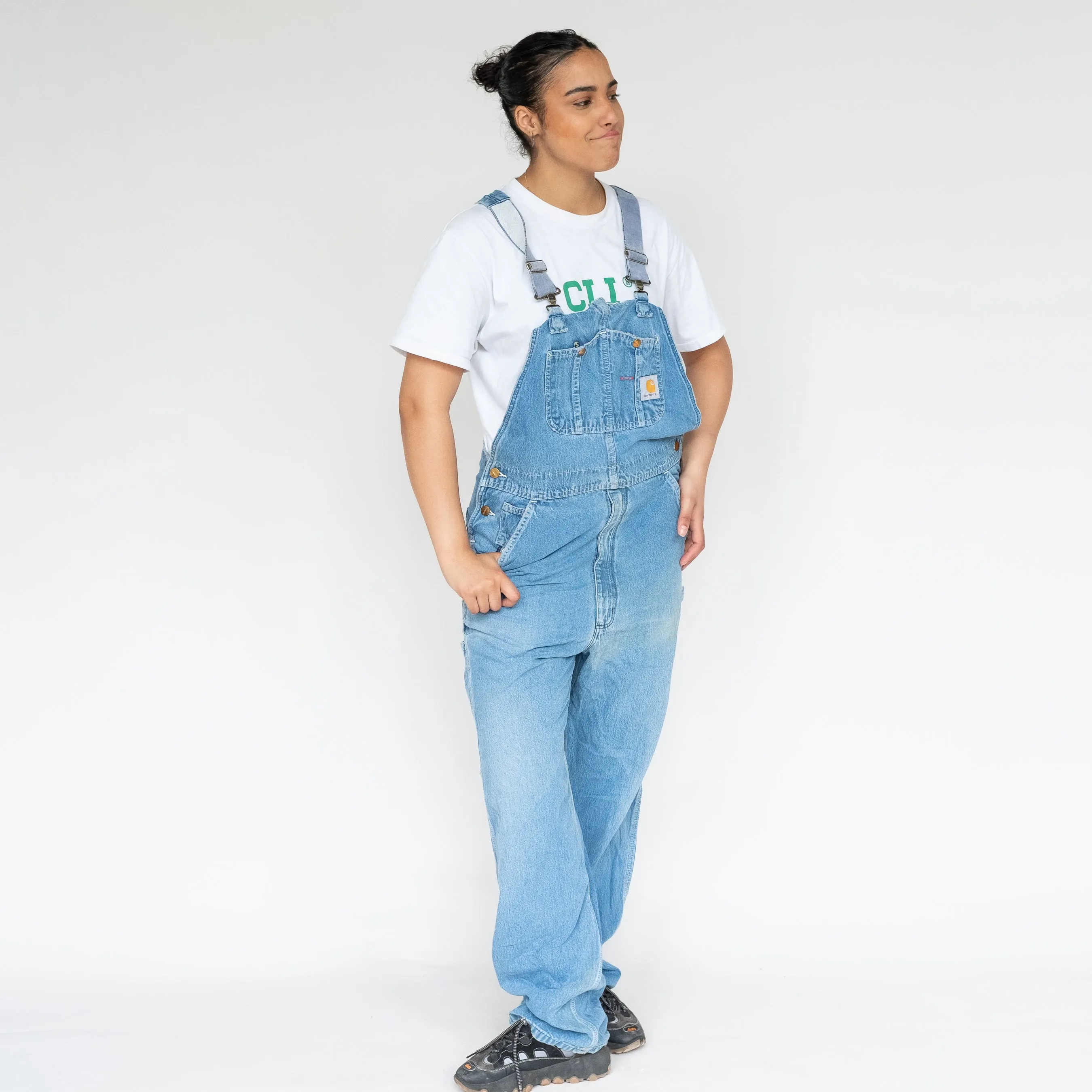 Light Blue 90s Carhartt Denim Baggy Dungarees (L)