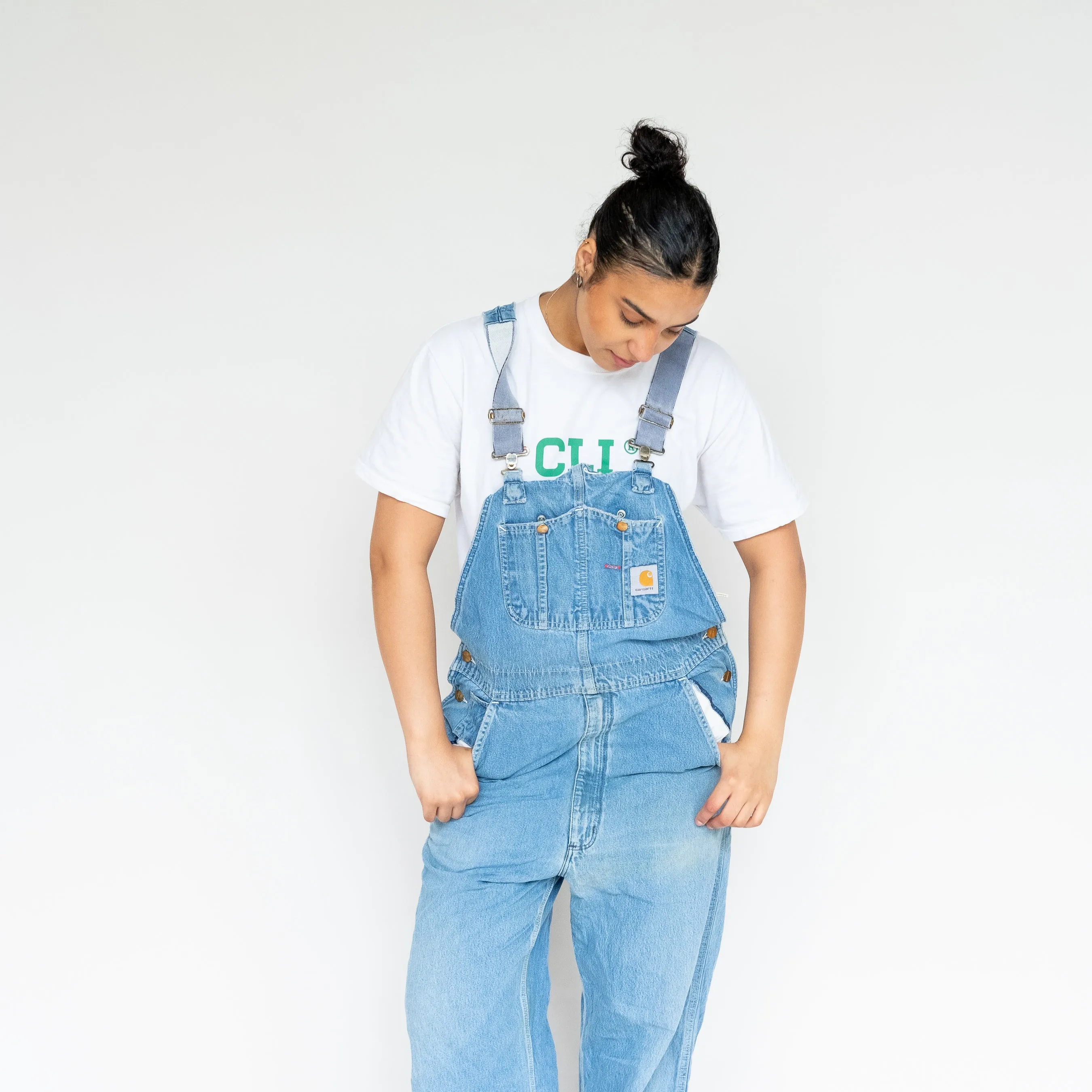 Light Blue 90s Carhartt Denim Baggy Dungarees (L)