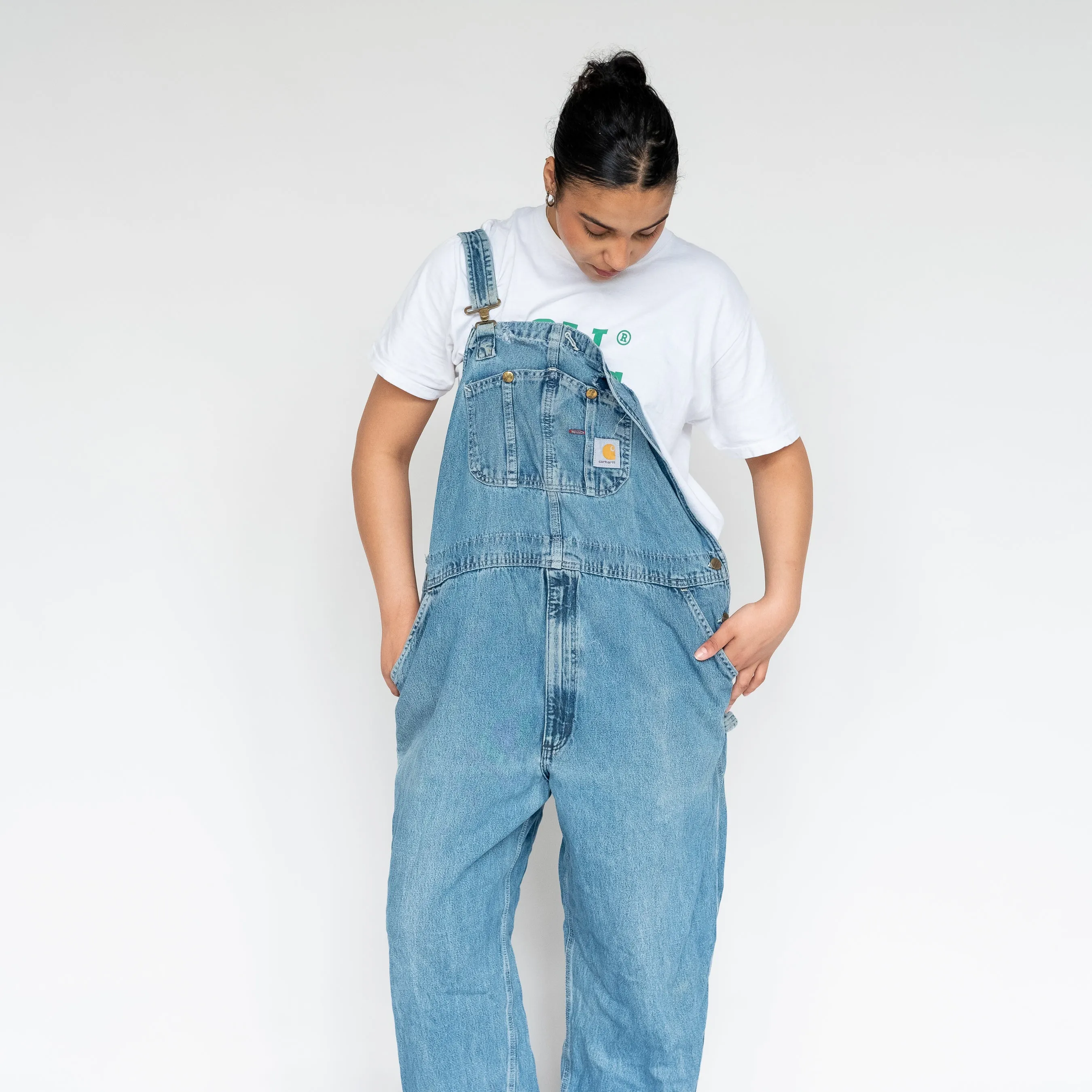 Light Blue 90s Carhartt Denim Baggy Dungarees (XL)