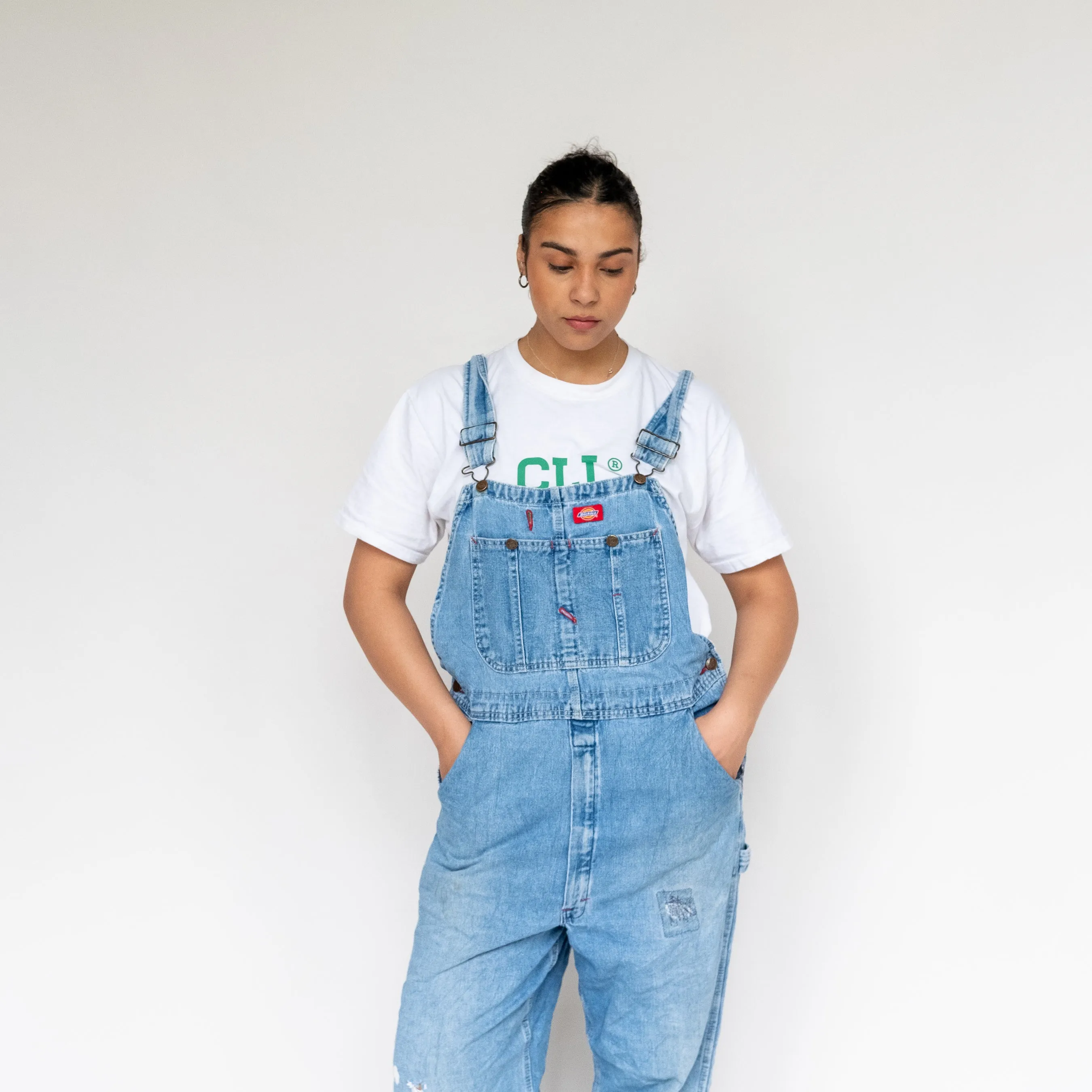 Light Blue 90s Dickies Denim Baggy Dungarees (L)