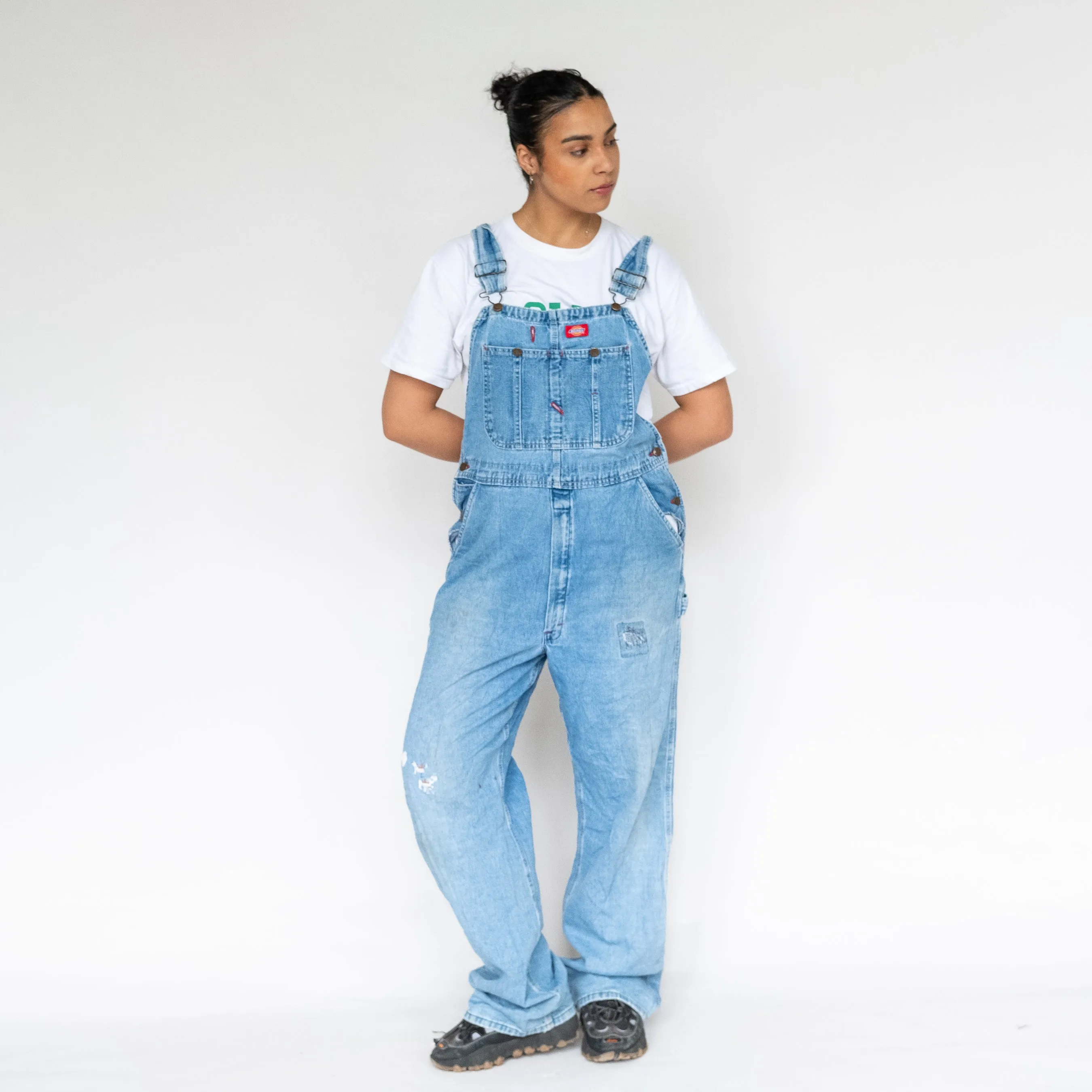 Light Blue 90s Dickies Denim Baggy Dungarees (L)