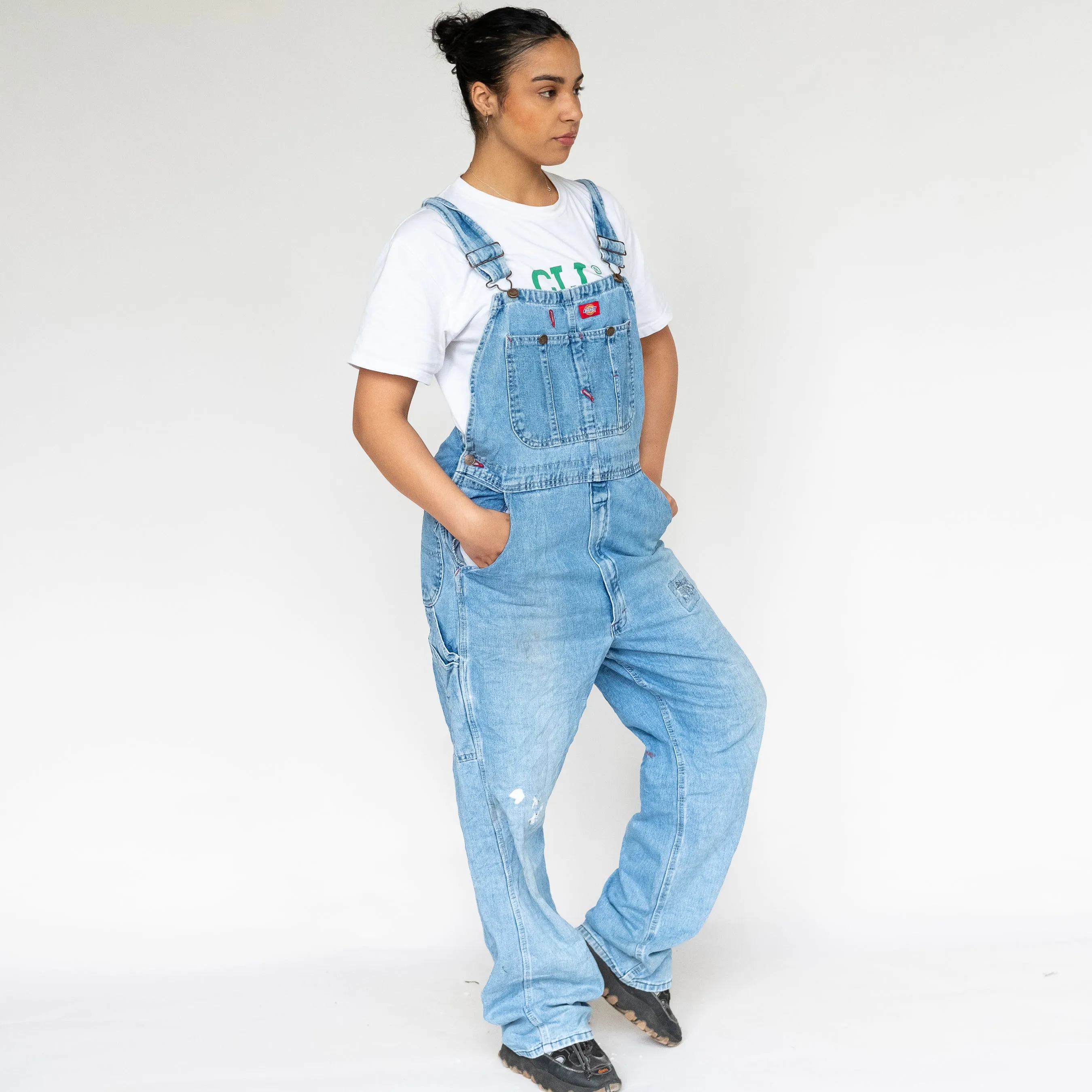 Light Blue 90s Dickies Denim Baggy Dungarees (L)