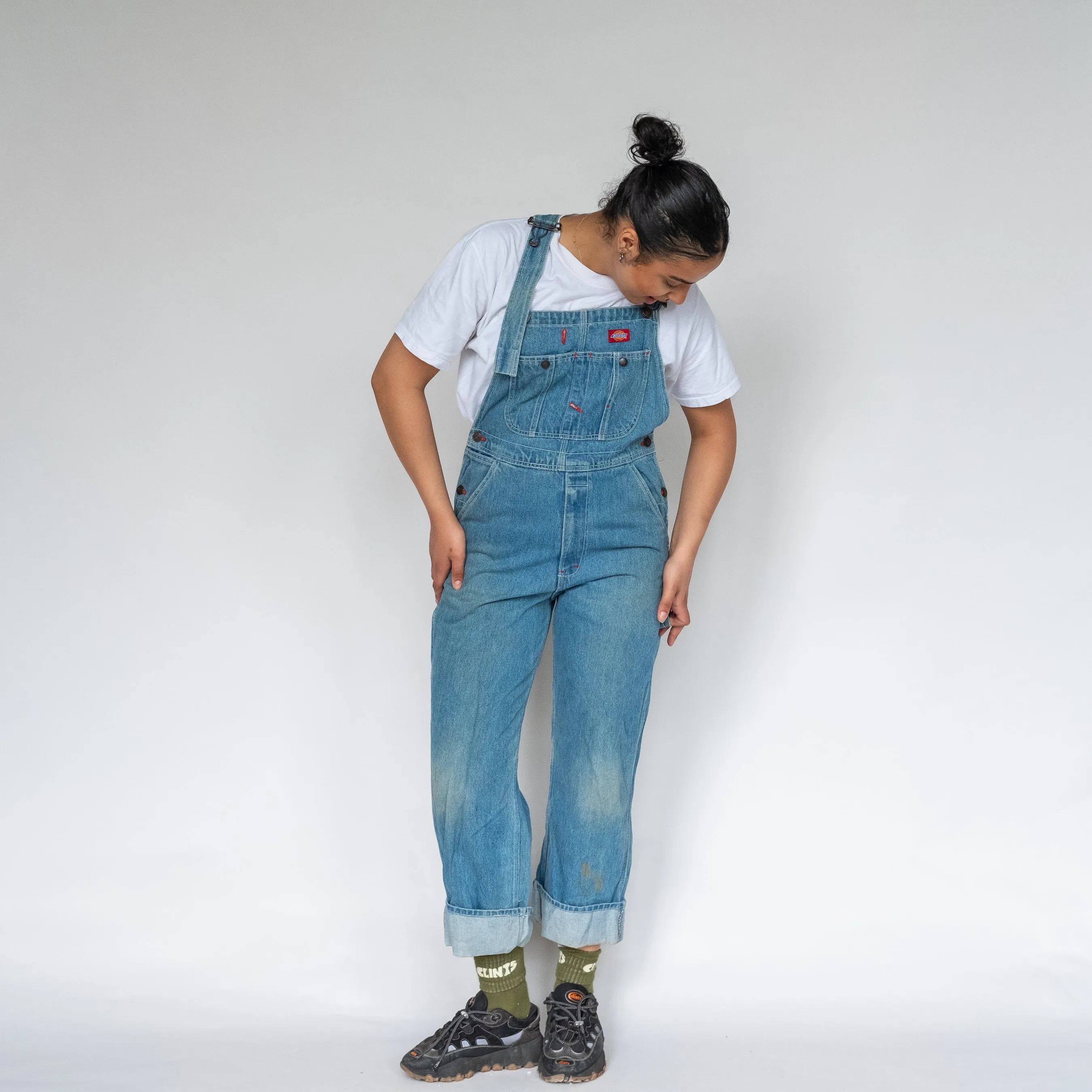 LIGHT BLUE 90S DICKIES DENIM BAGGY DUNGAREES (