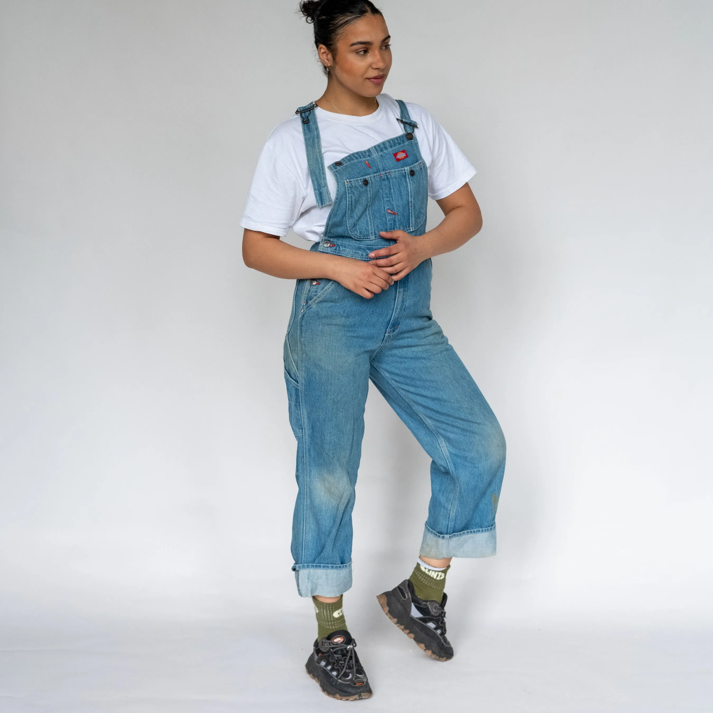 LIGHT BLUE 90S DICKIES DENIM BAGGY DUNGAREES (