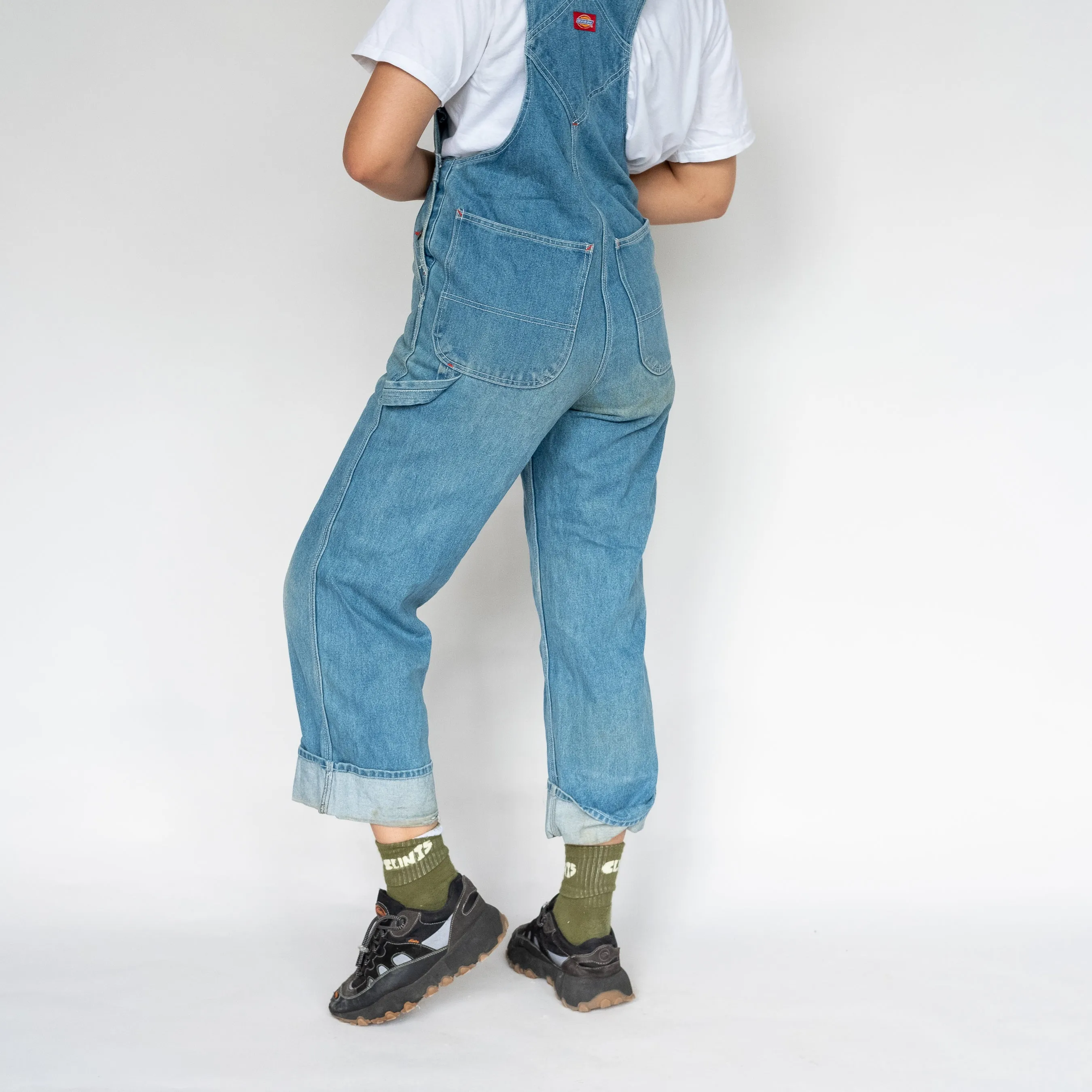 LIGHT BLUE 90S DICKIES DENIM BAGGY DUNGAREES (