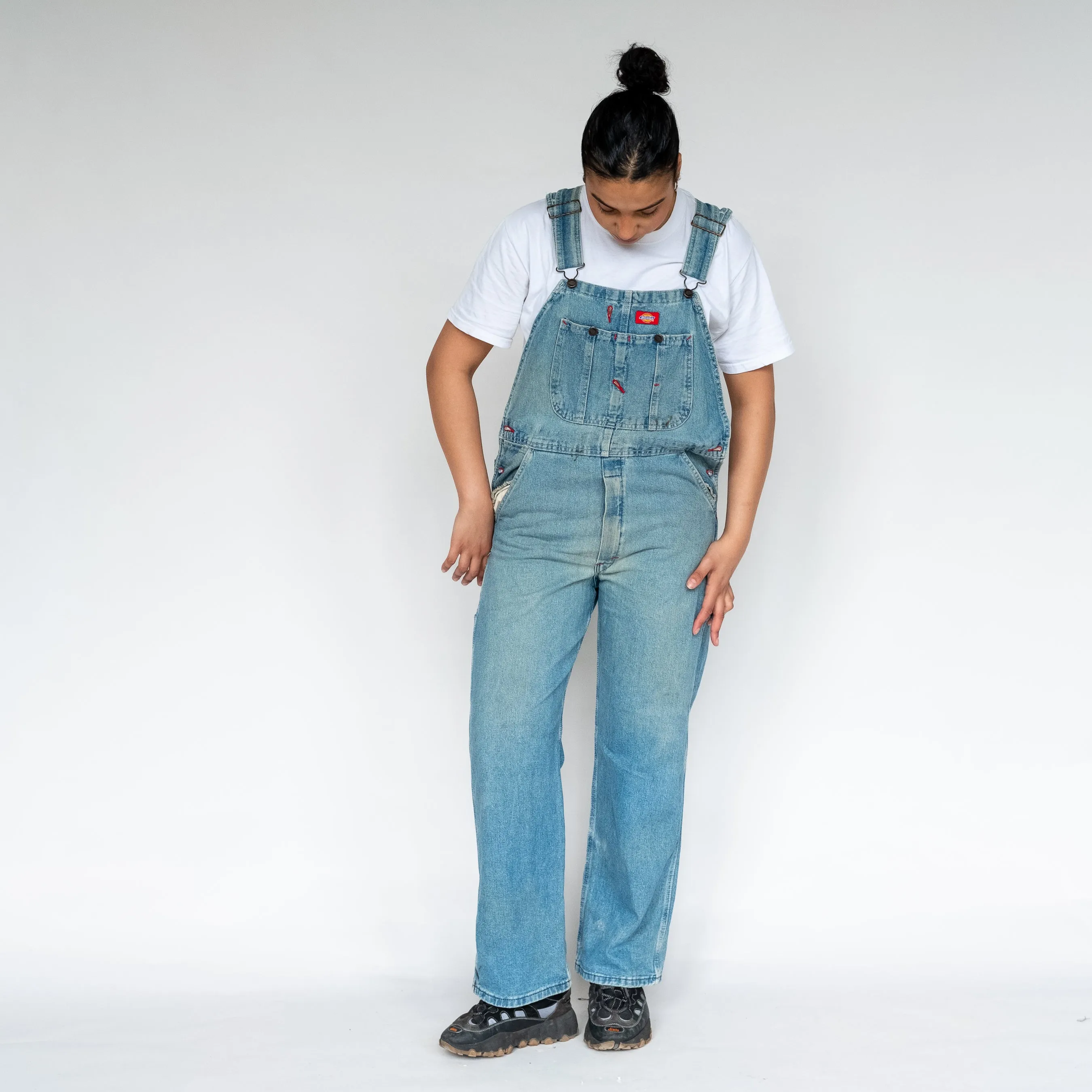 Light Blue 90s Dickies Denim Baggy Dungarees (S)