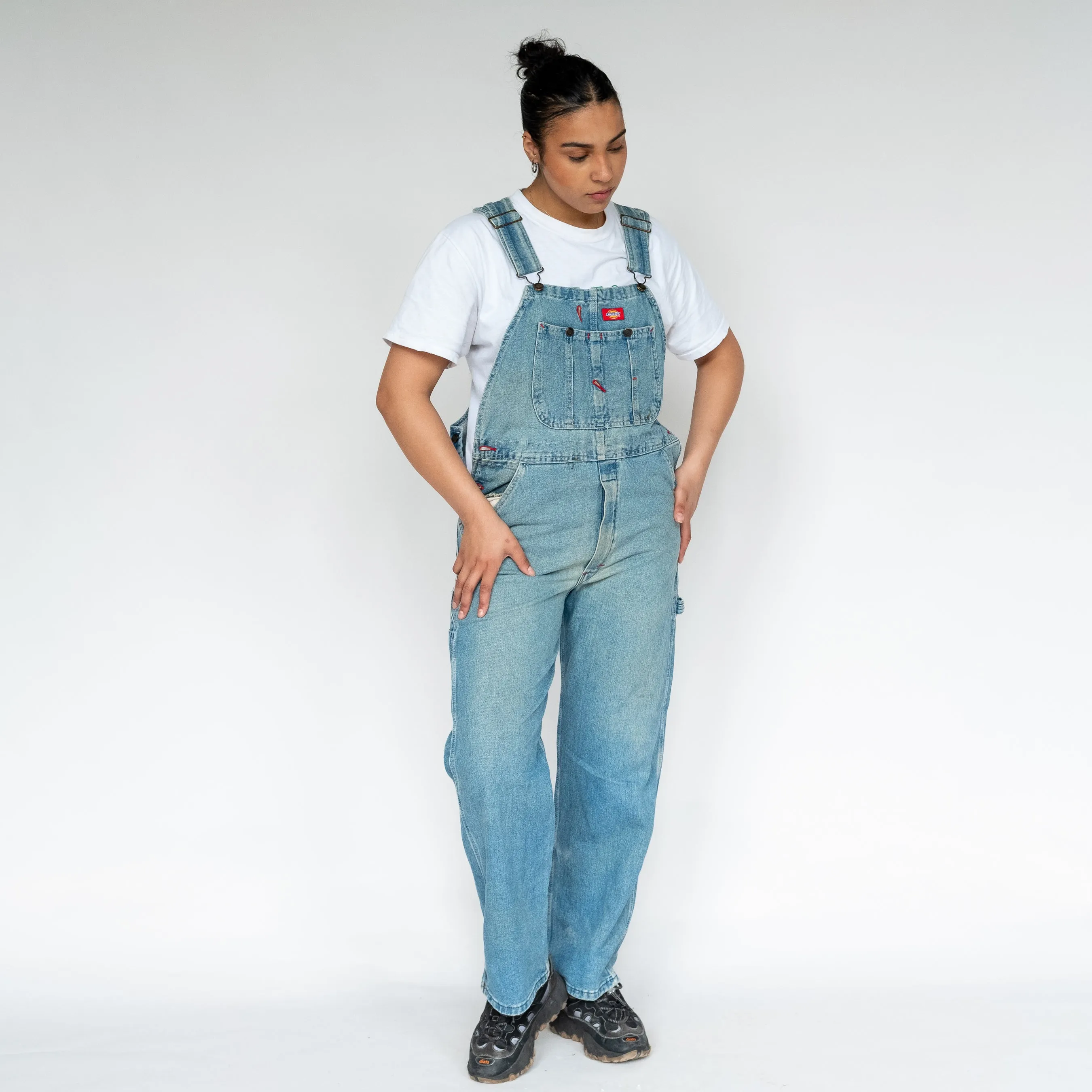 Light Blue 90s Dickies Denim Baggy Dungarees (S)