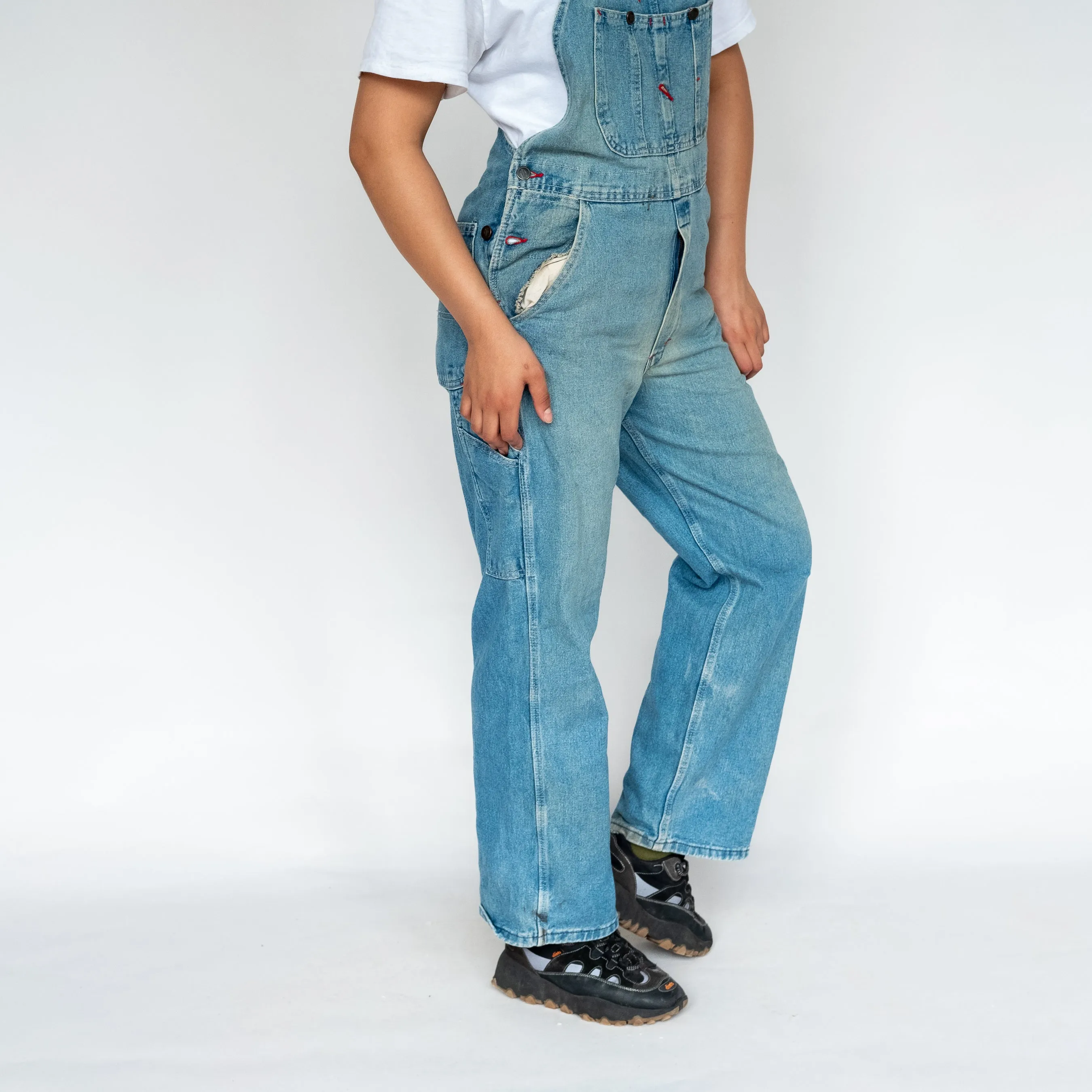 Light Blue 90s Dickies Denim Baggy Dungarees (S)