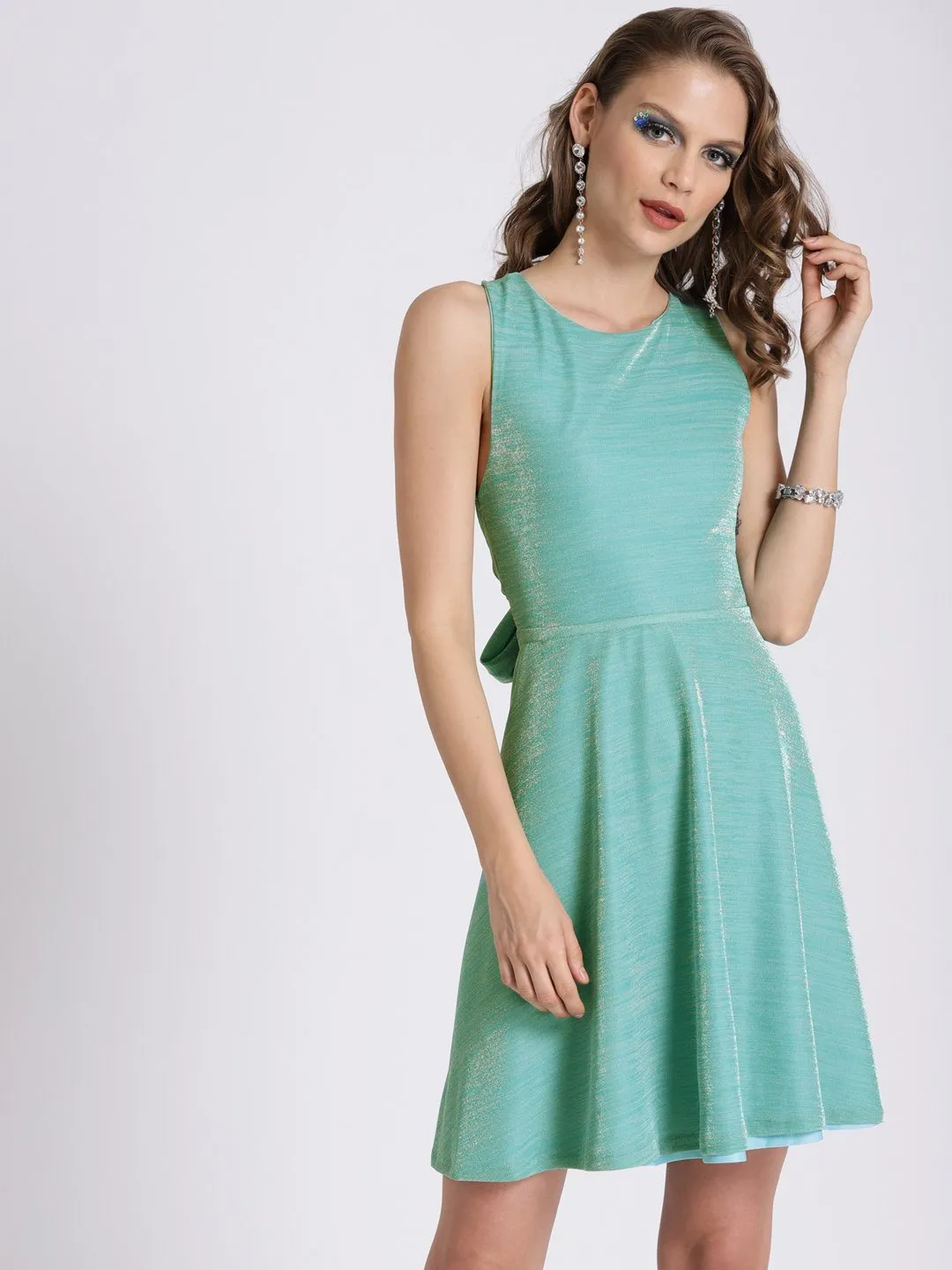 LIGHT GREEN FIT & FLARE DRESS