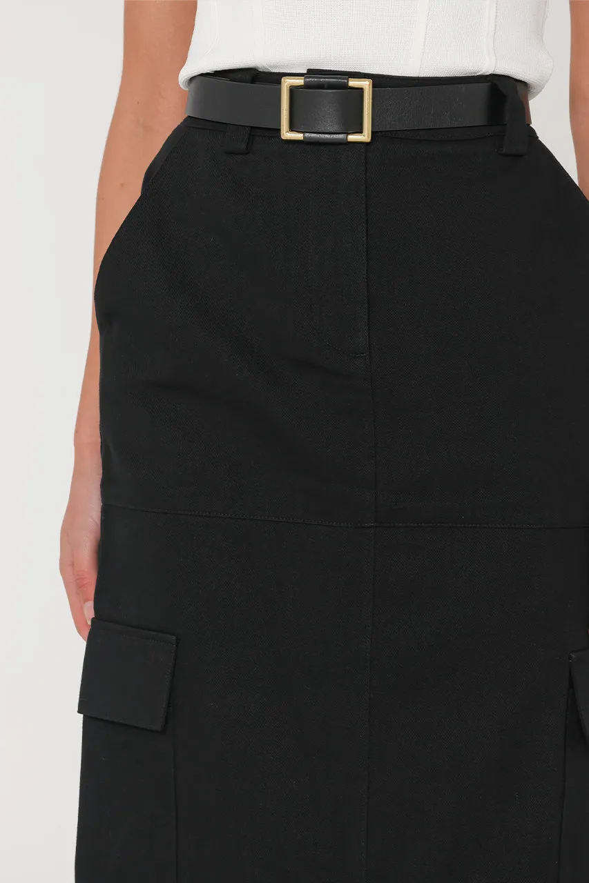 Lisa Cargo Maxi Skirt | Black