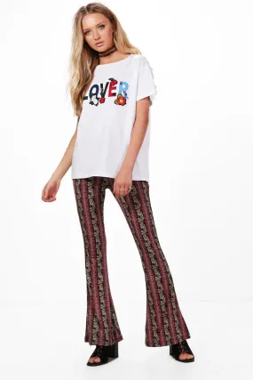 Liz Paisley Print Legging Flares