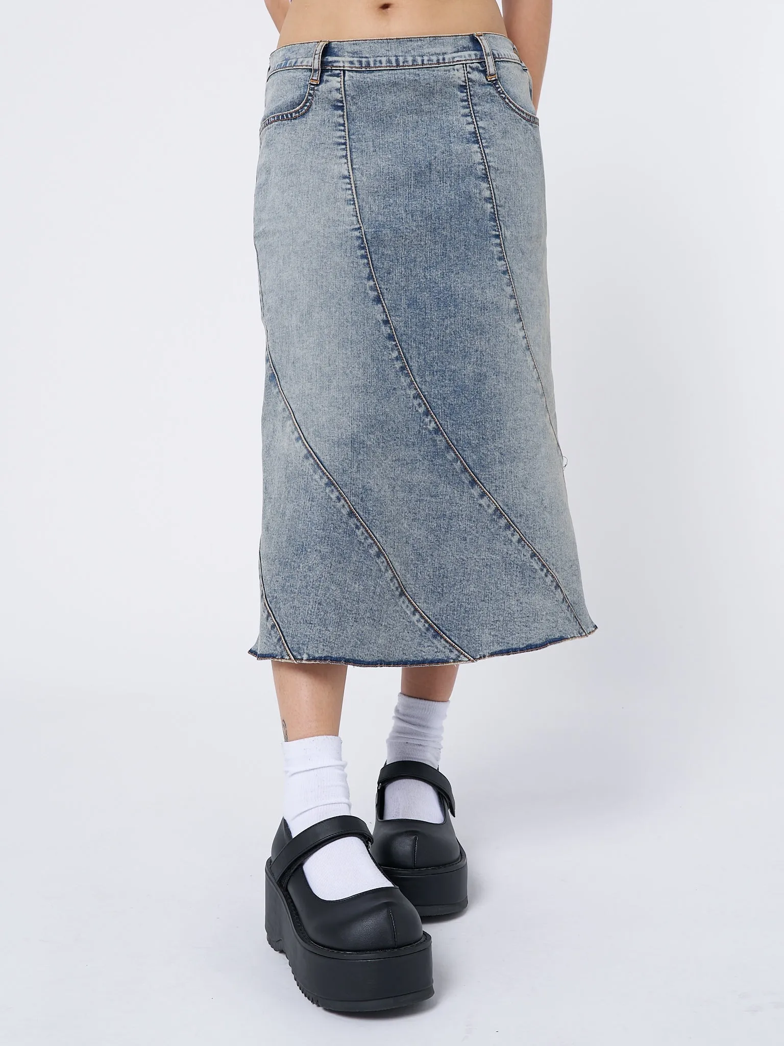 Lizzie Flared Denim Midi Skirt