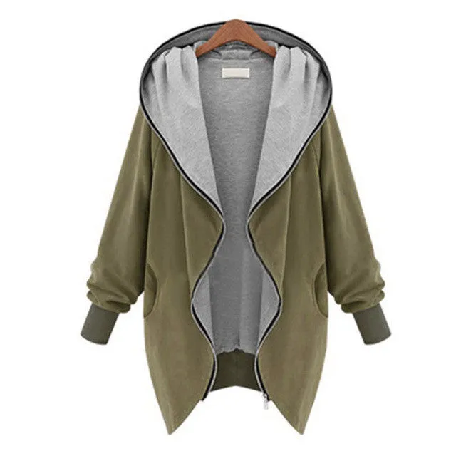 Loose Hoodies Woman Jacket Casual Long Sleeve Autumn Ladies Windbreaker Basic Coats Doudoune Femme#A11 SM6