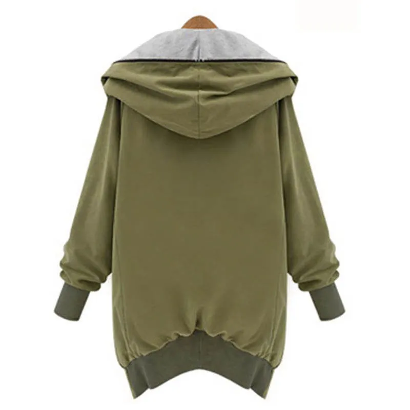 Loose Hoodies Woman Jacket Casual Long Sleeve Autumn Ladies Windbreaker Basic Coats Doudoune Femme#A11 SM6