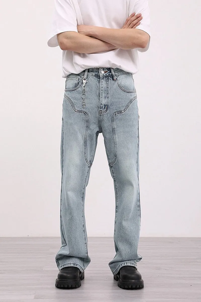 Loose Stitched Flared Jeans