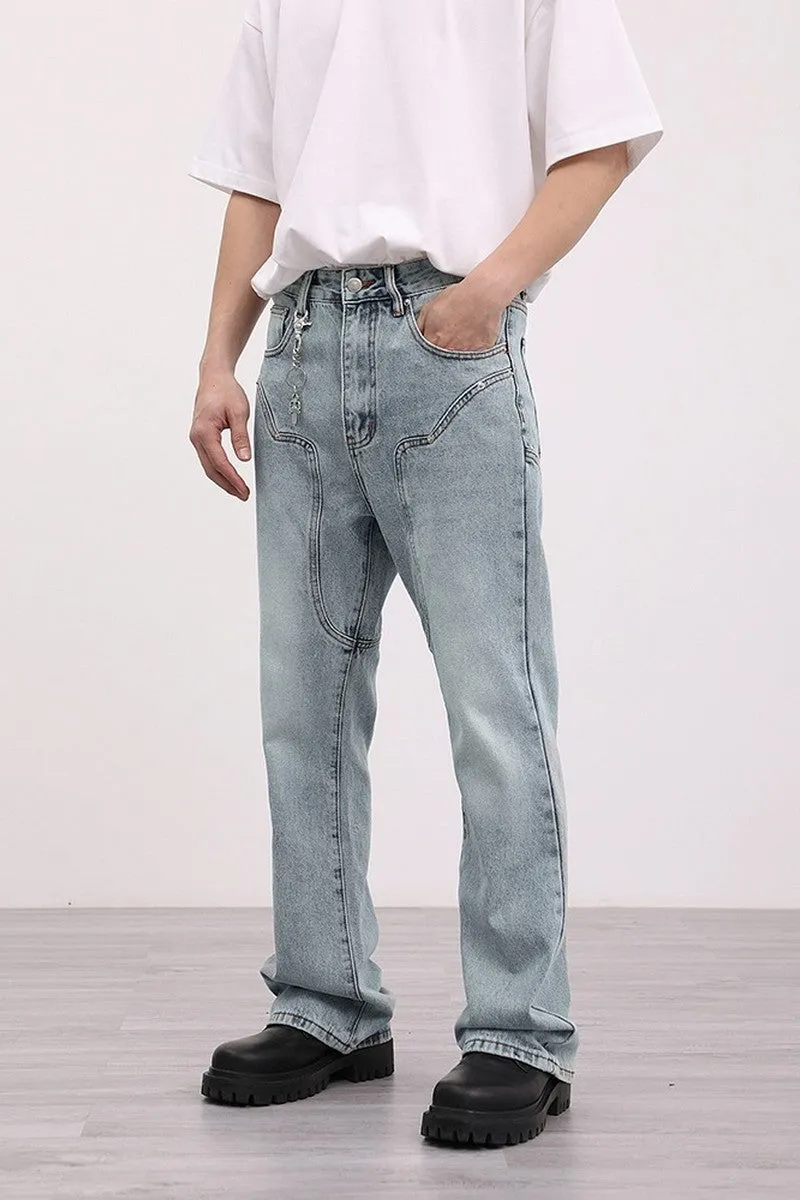 Loose Stitched Flared Jeans