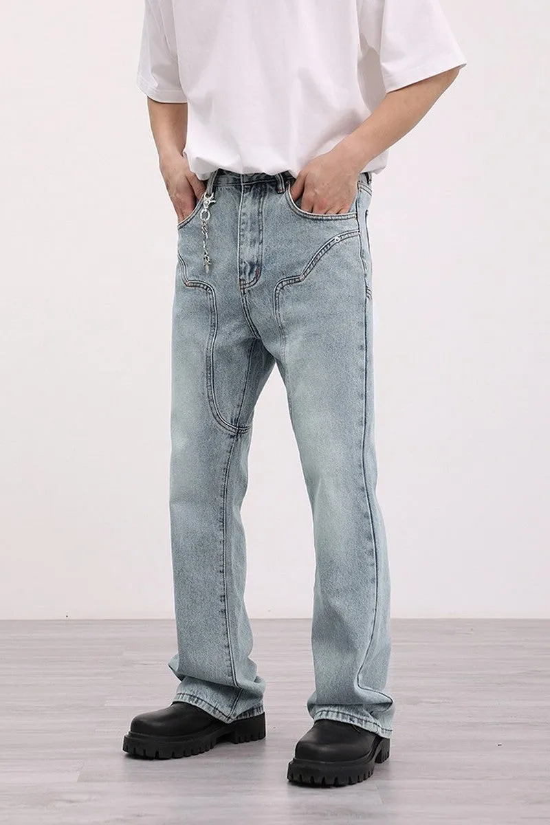 Loose Stitched Flared Jeans