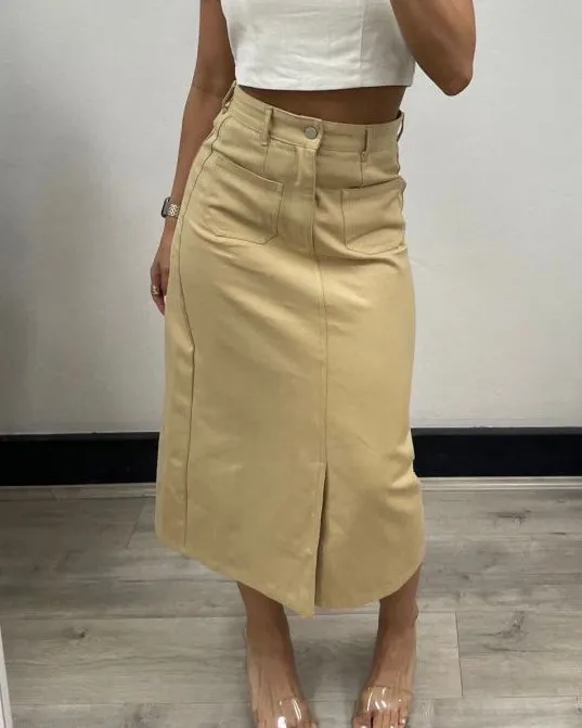 Luna Drill Skirt Beige