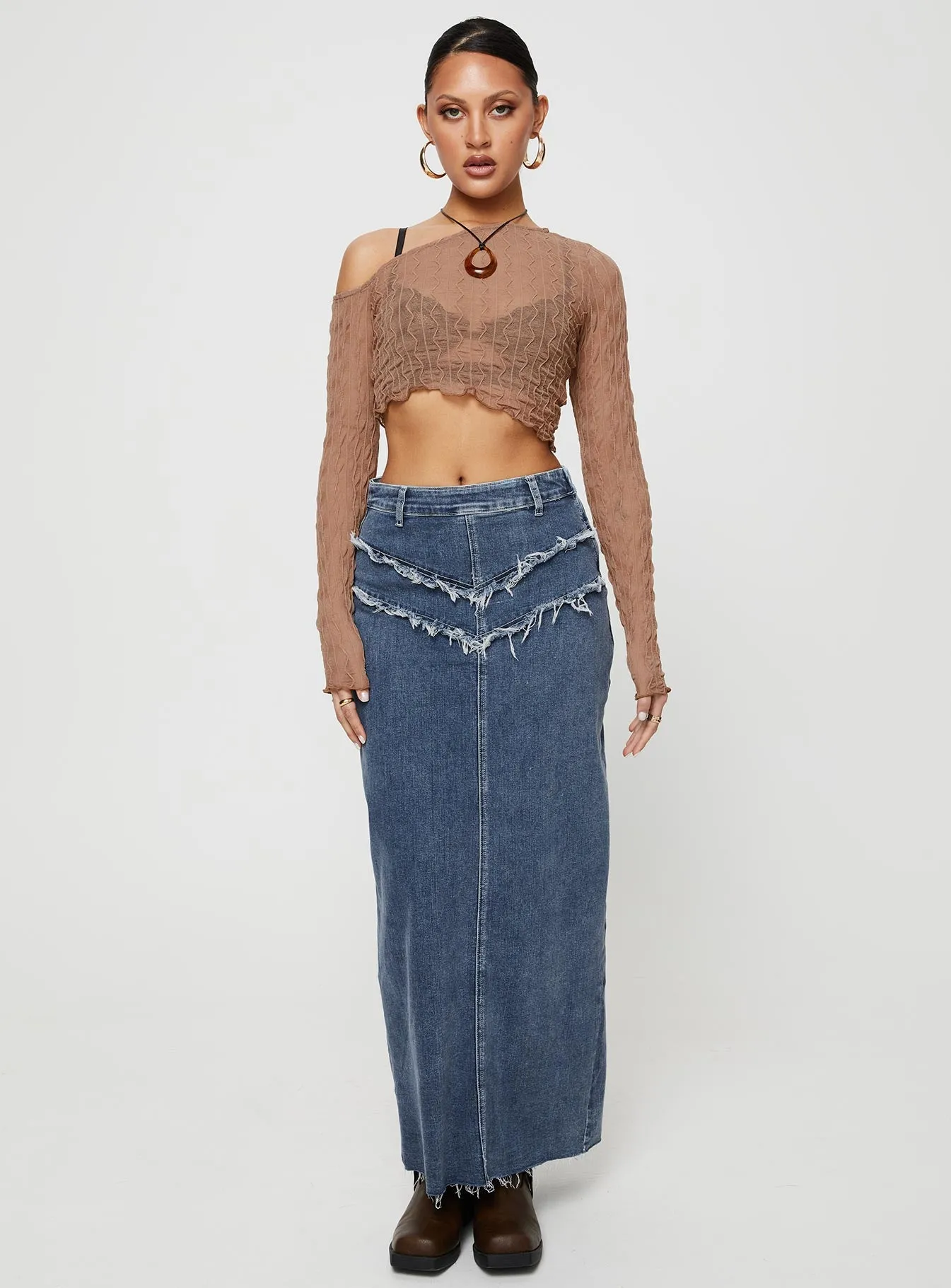 Lune Denim Maxi Skirt Blue