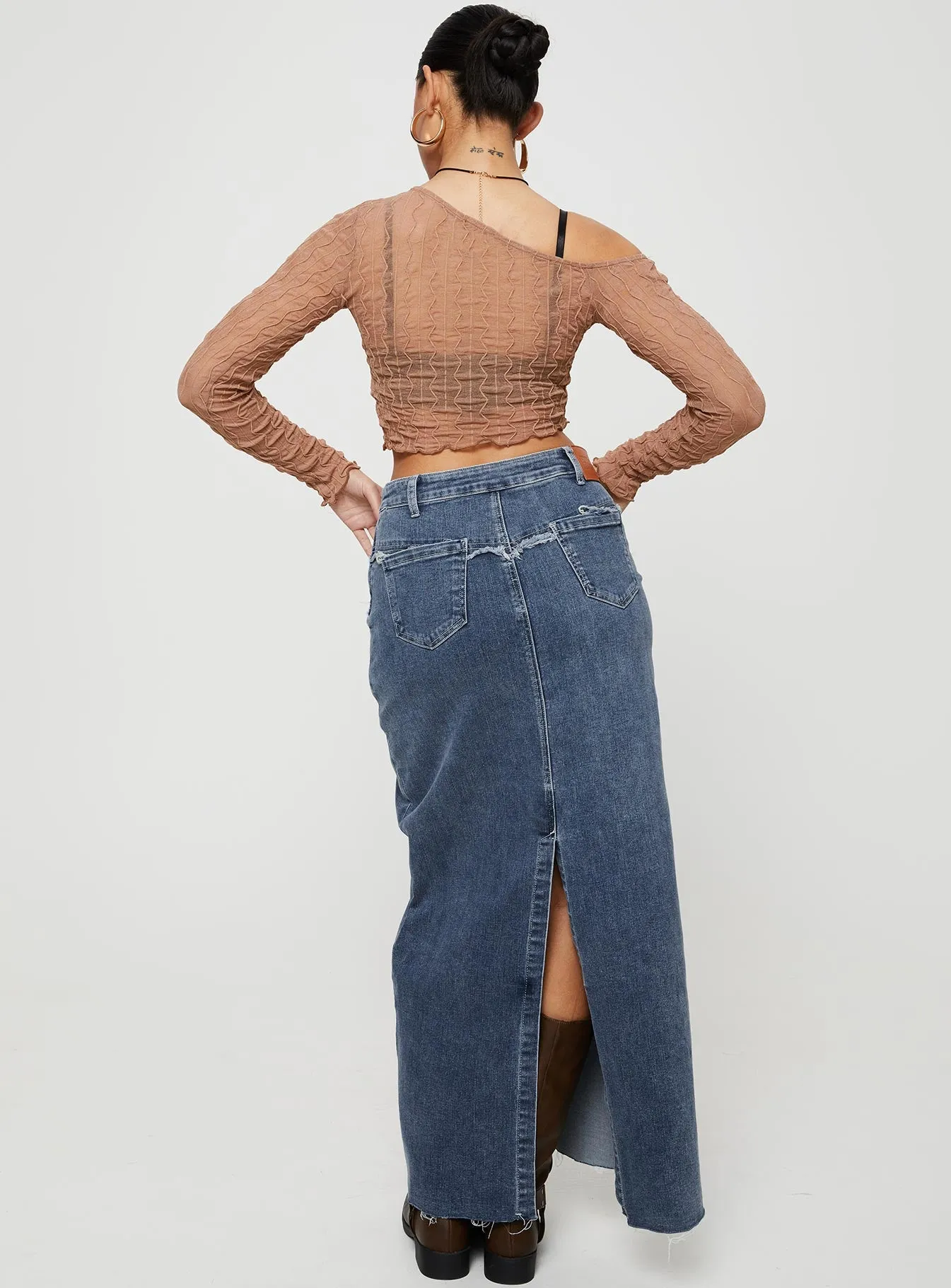 Lune Denim Maxi Skirt Blue