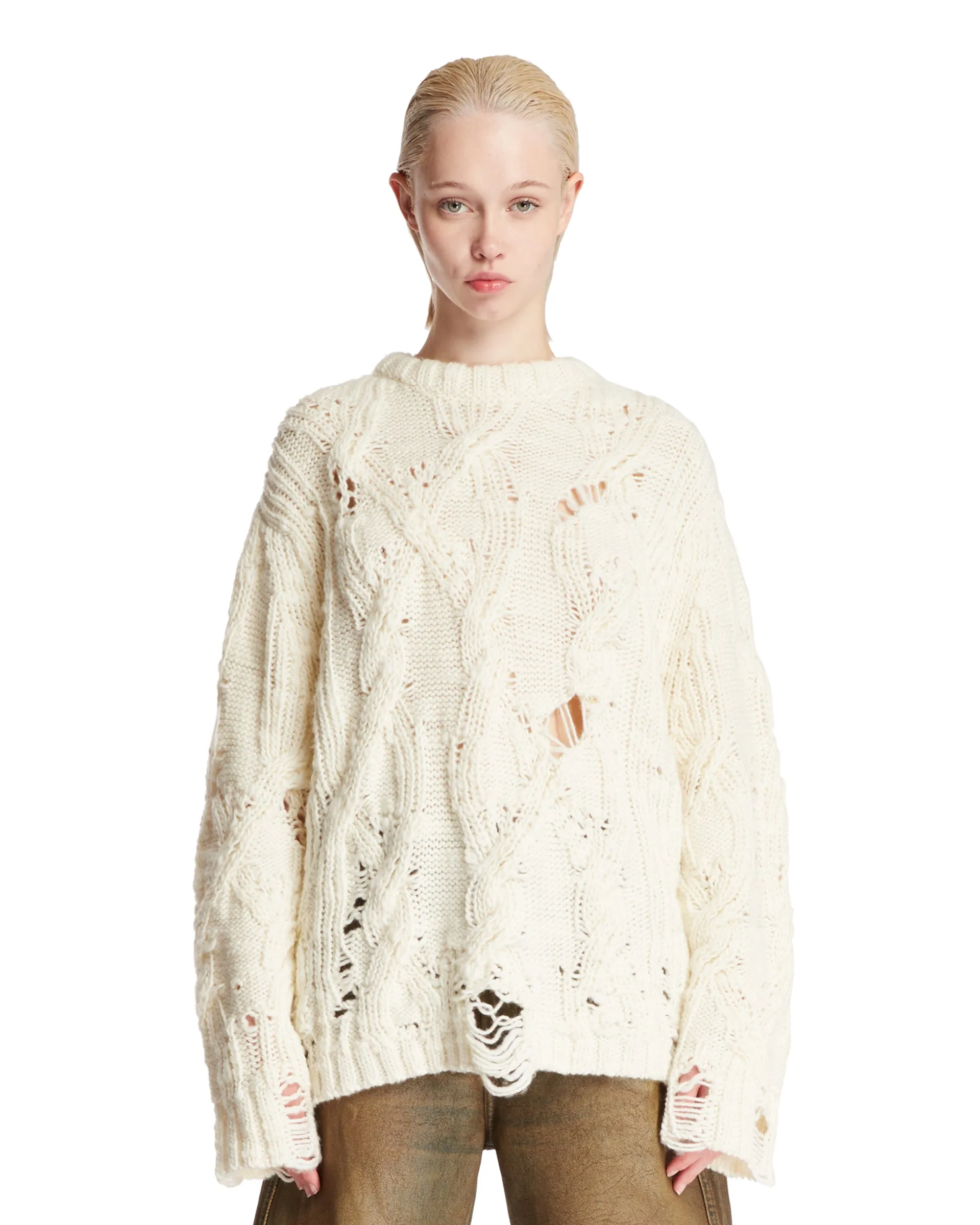 Maglione Distressed Bianco