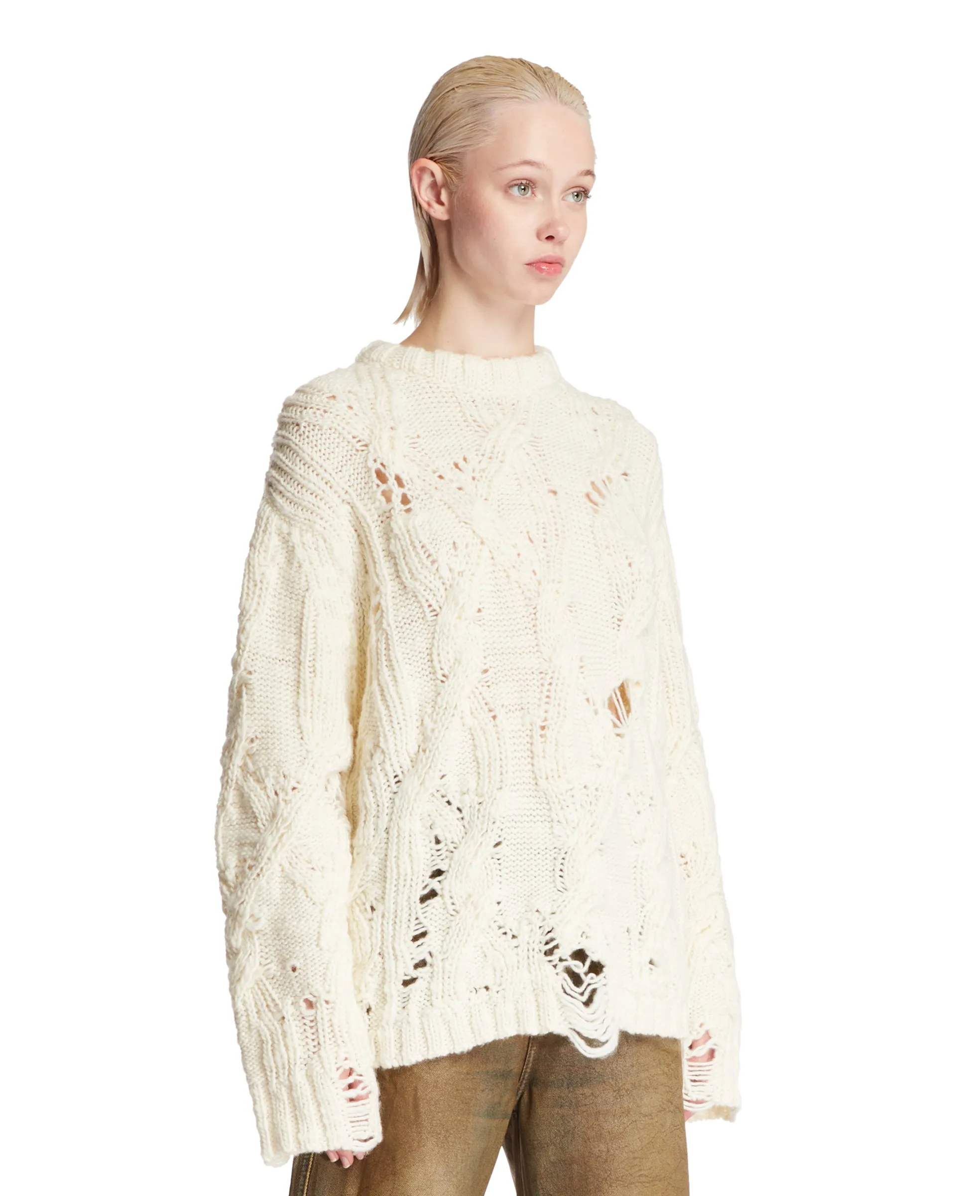 Maglione Distressed Bianco