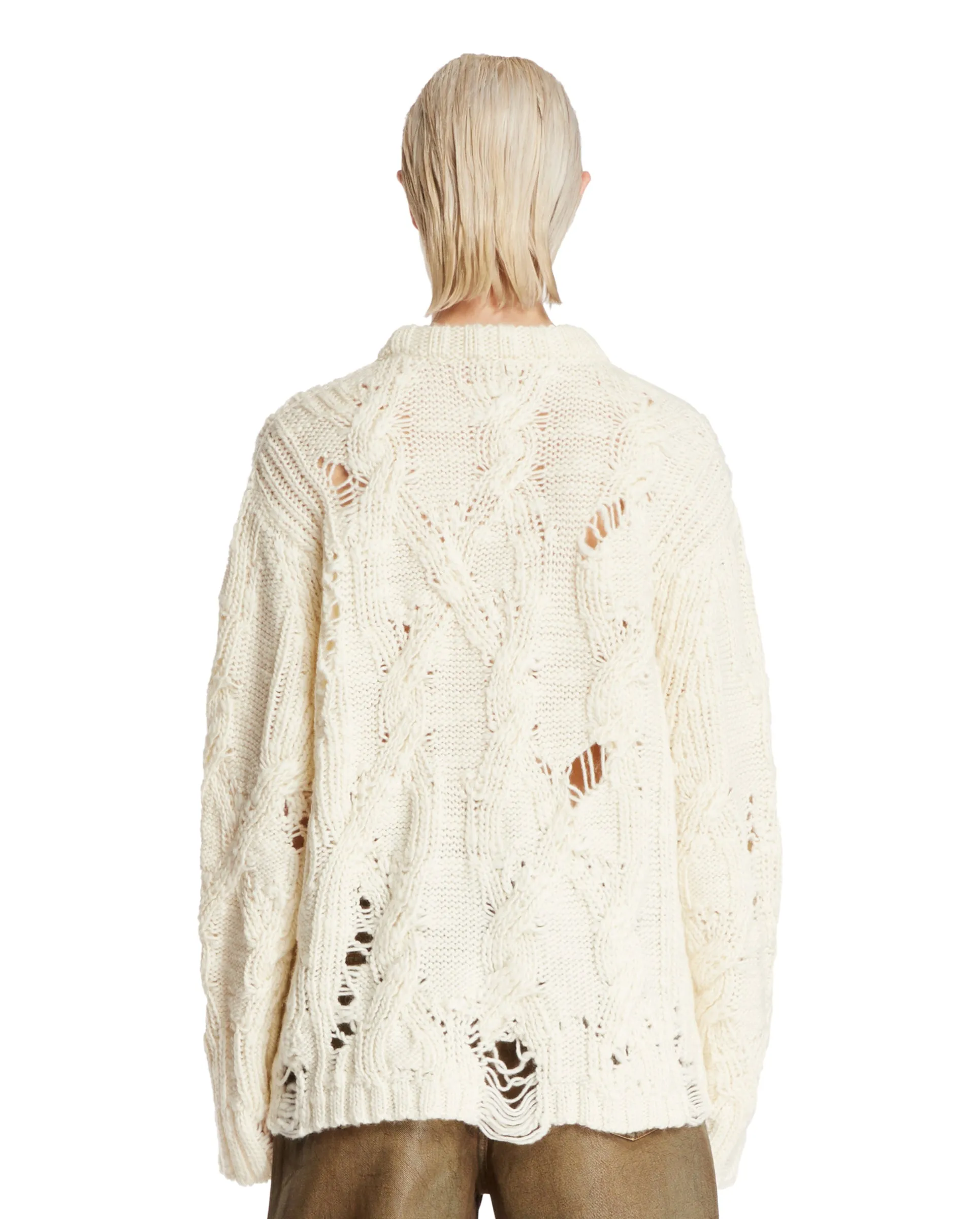 Maglione Distressed Bianco